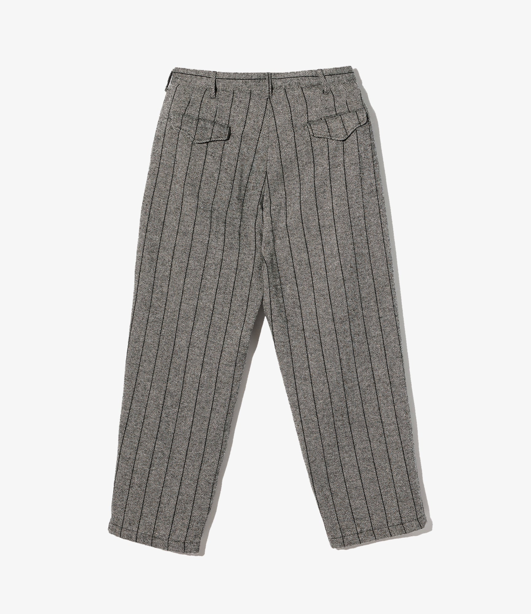 Officer Pant – Dark Grey Striped Herringbone Wool