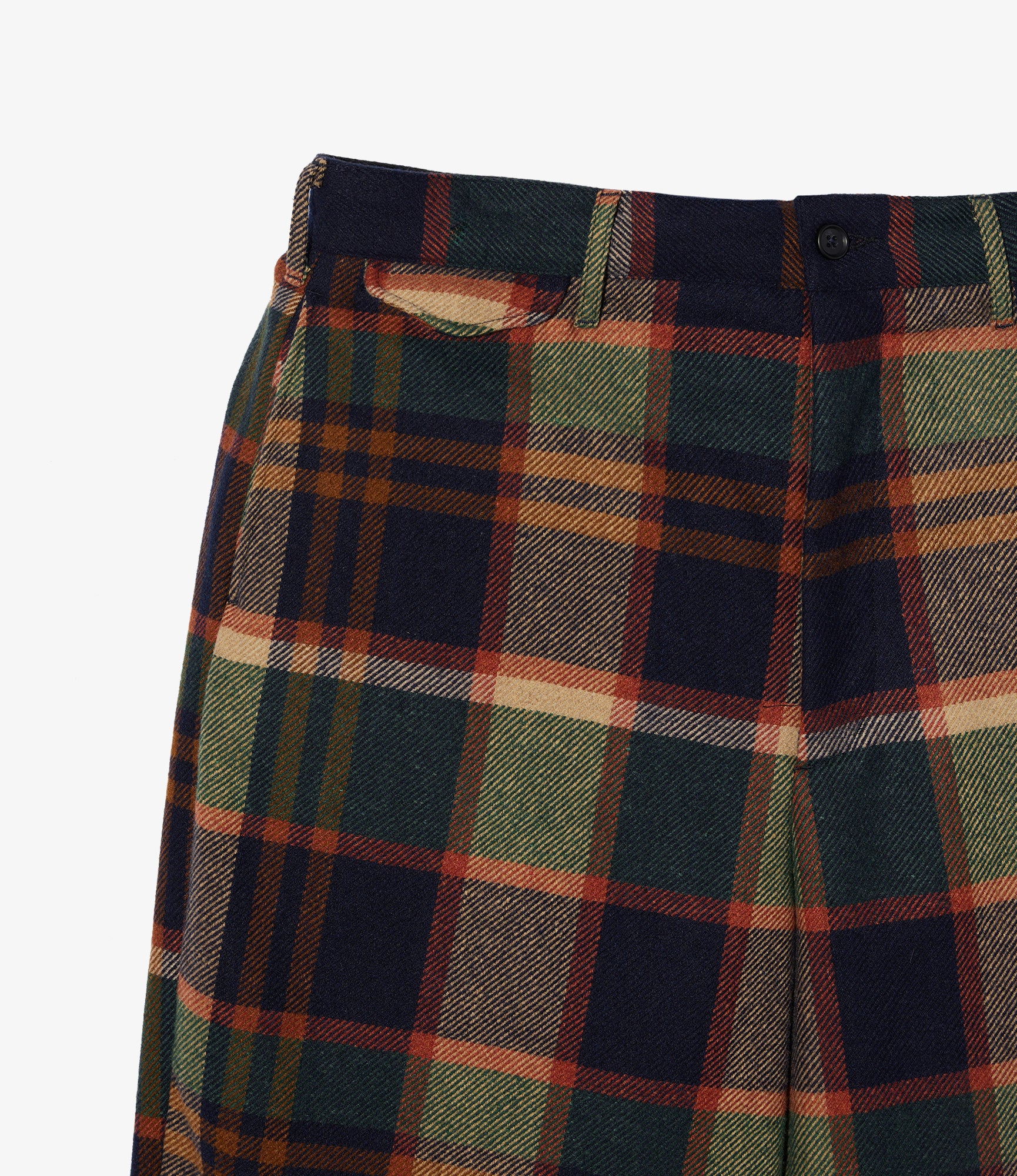 Officer Pant – Navy/Brown Plaid Wool