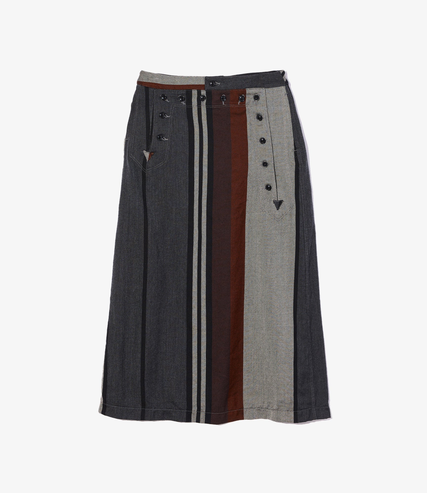Sailor Skirt – Multicolour Wide Stripe Worsted Wool