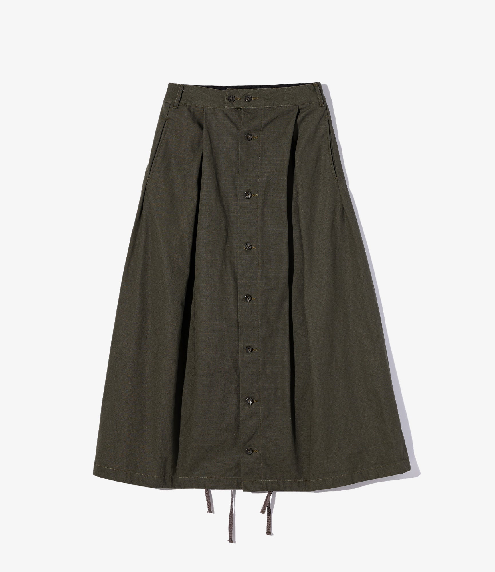 Tuck Skirt – Olive Heavy Ripstop Cotton