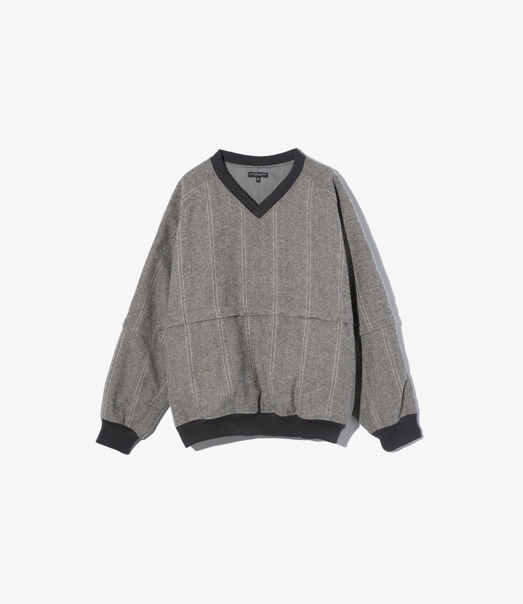 Wind Pull – Light Grey Striped Herringbone Wool