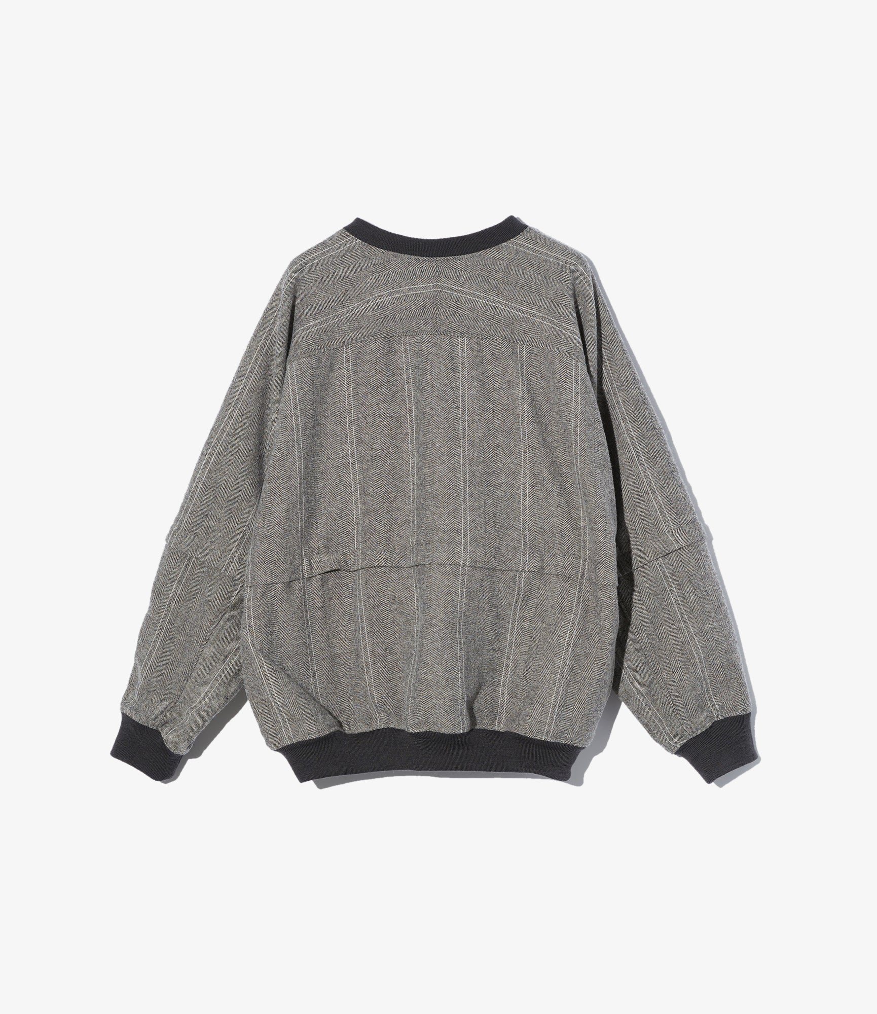 Wind Pull – Light Grey Striped Herringbone Wool