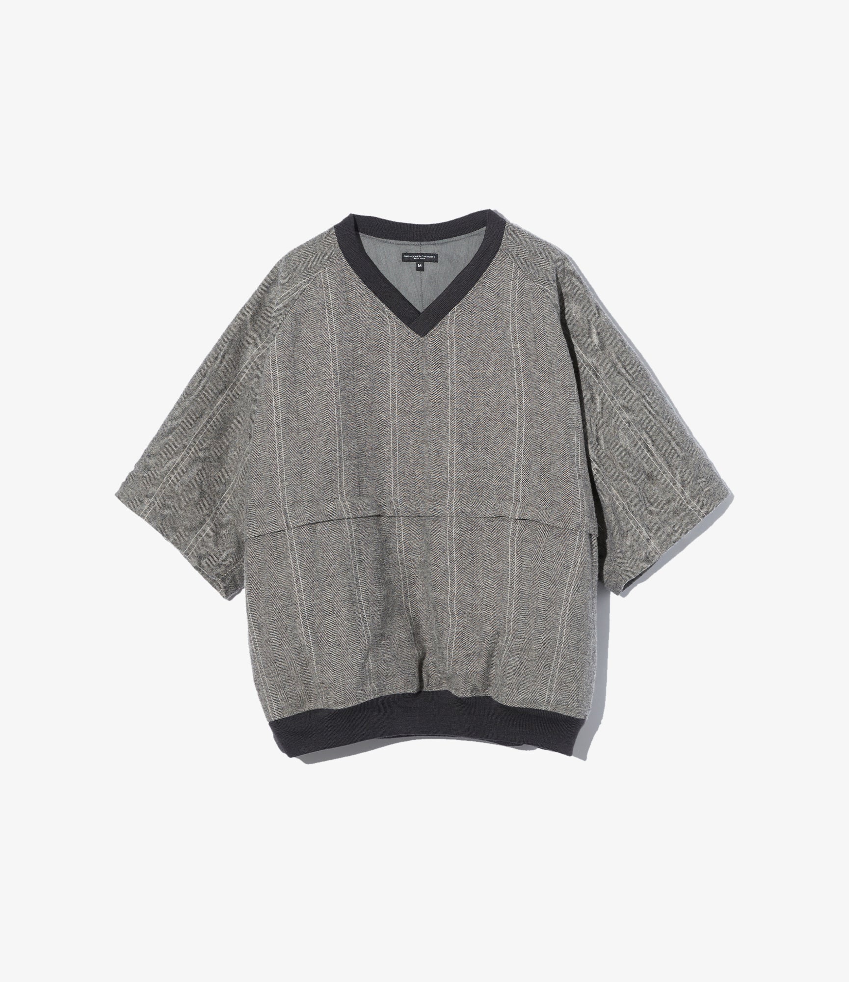 Wind Pull – Light Grey Striped Herringbone Wool