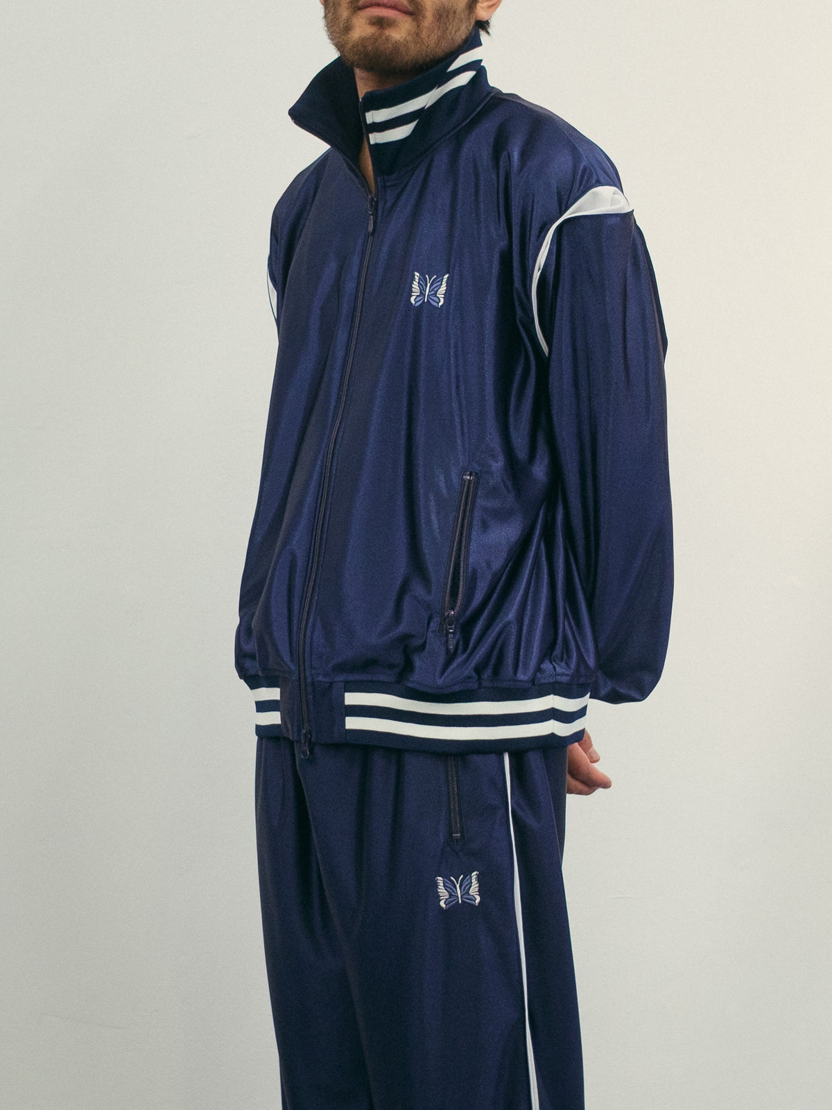 Track Jacket – Navy Tricot Sateen | Needles | Nepenthes London