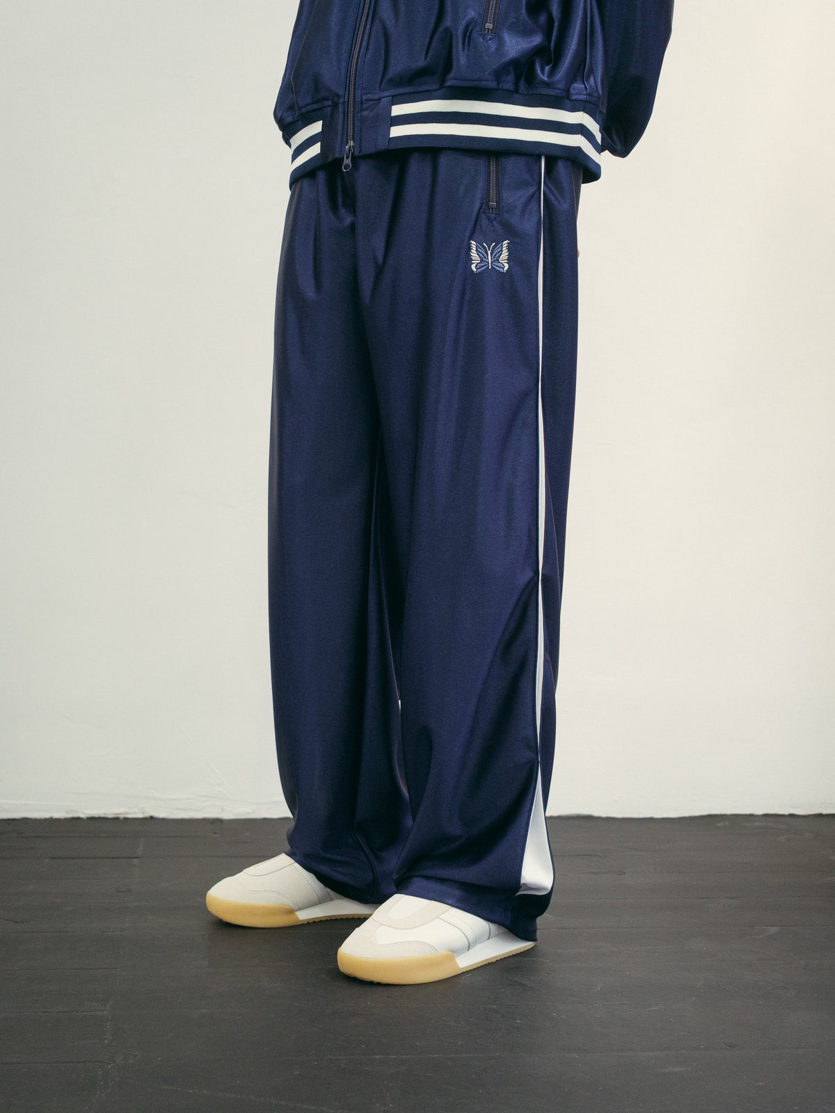 Track Pant – Navy Tricot Sateen | Needles | Nepenthes London