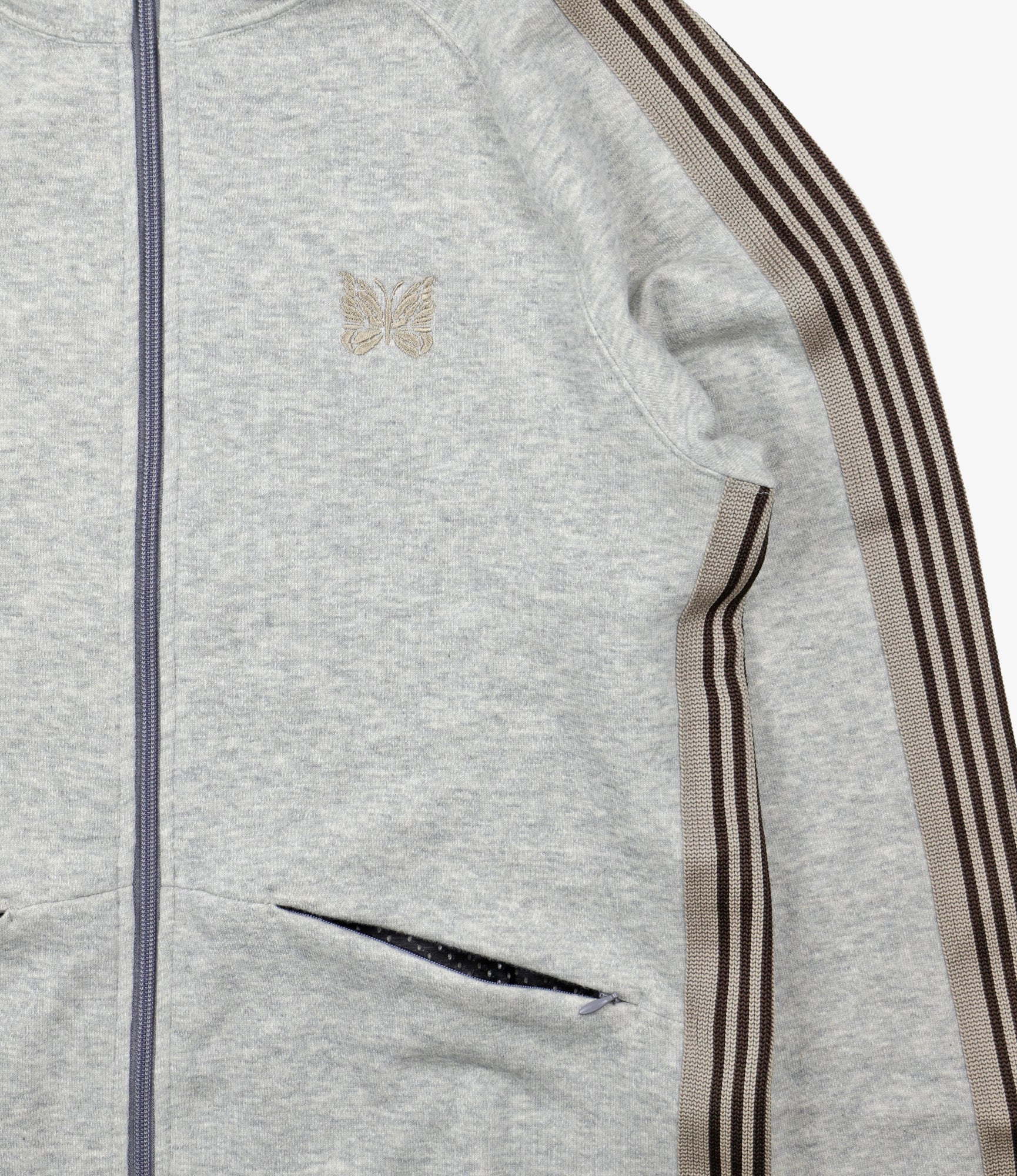 Needles x Nepenthes London Special - W.U. Track Jacket - Cotton Fleece / Braiding - Grey – Needles – Nepenthes London