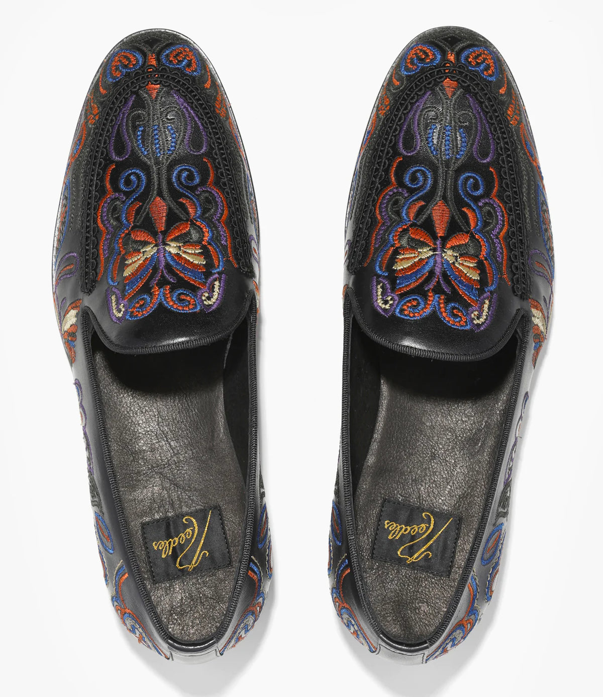 Papillon Embroidered Slip-On – Black Leather | Needles | Nepenthes Papillon Embroidered Slip-On – Black Leather | Needles | Nepenthes