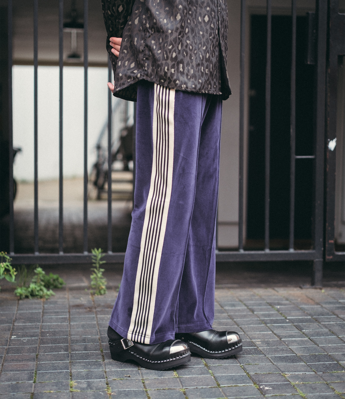 Boot-Cut Track Pant – Navy Velour | Needles | Nepenthes London