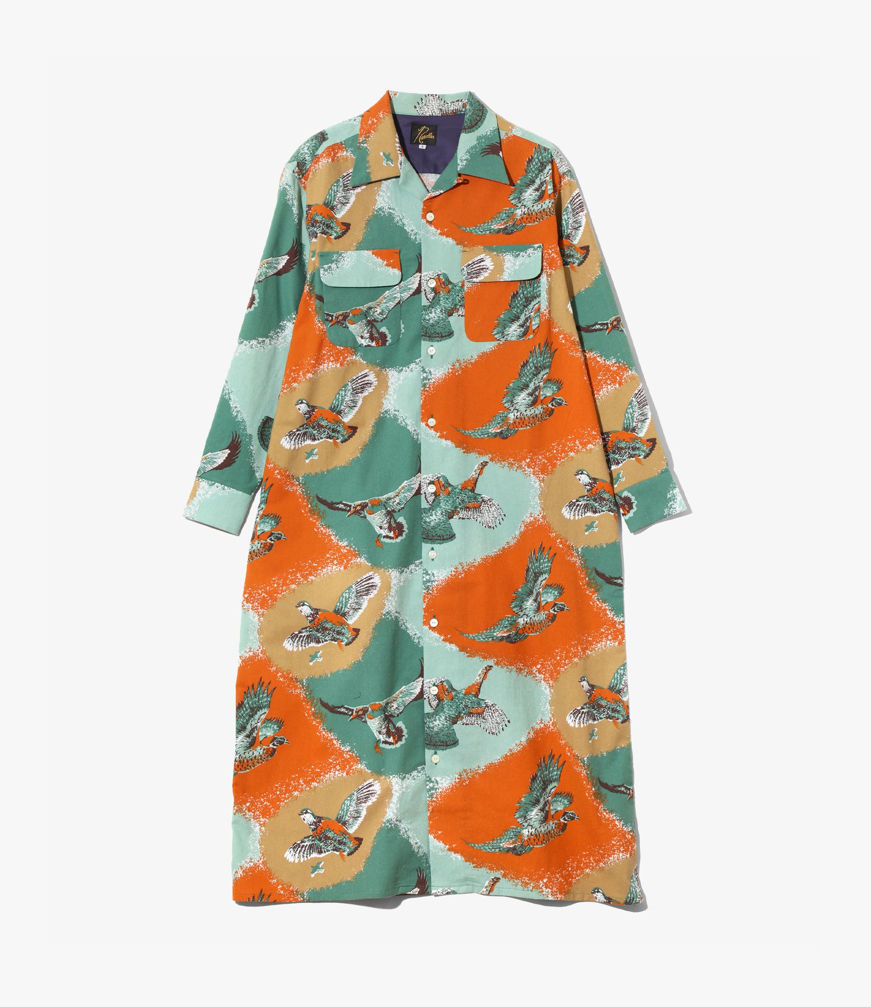 Classic Shirt Dress – Orange Bird Print Flannel