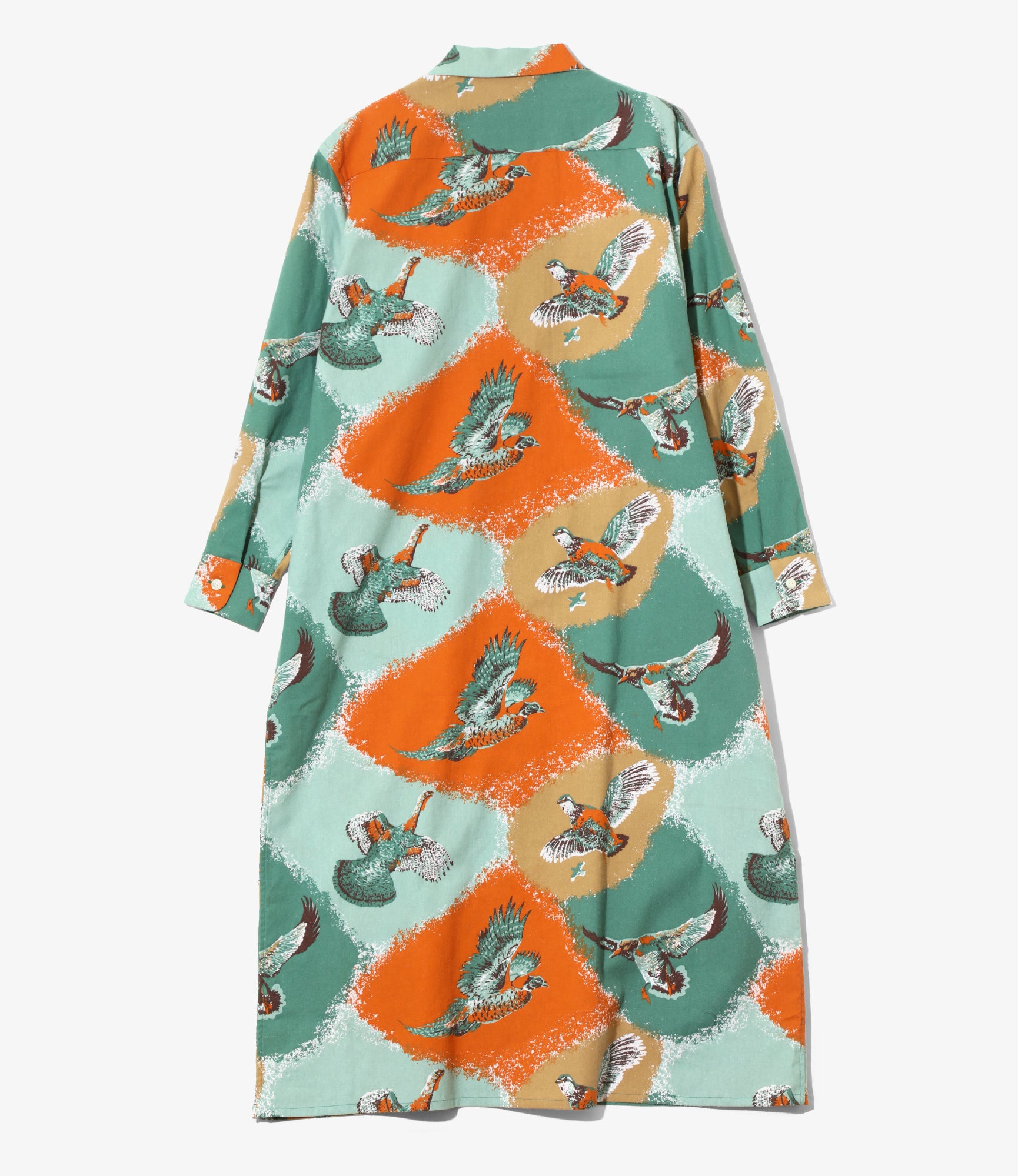 Classic Shirt Dress – Orange Bird Print Flannel