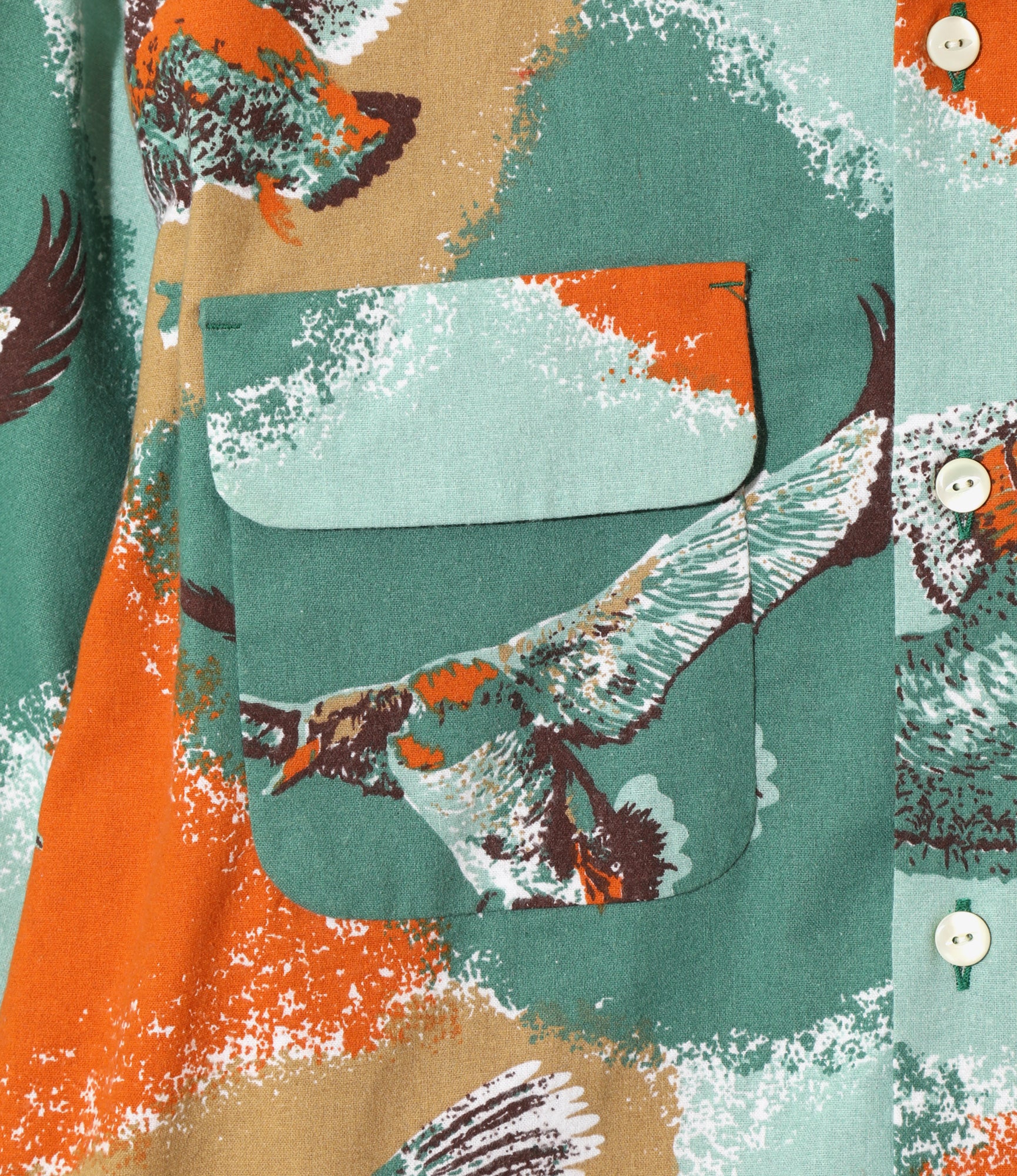 Classic Shirt – Orange Bird Print Flannel