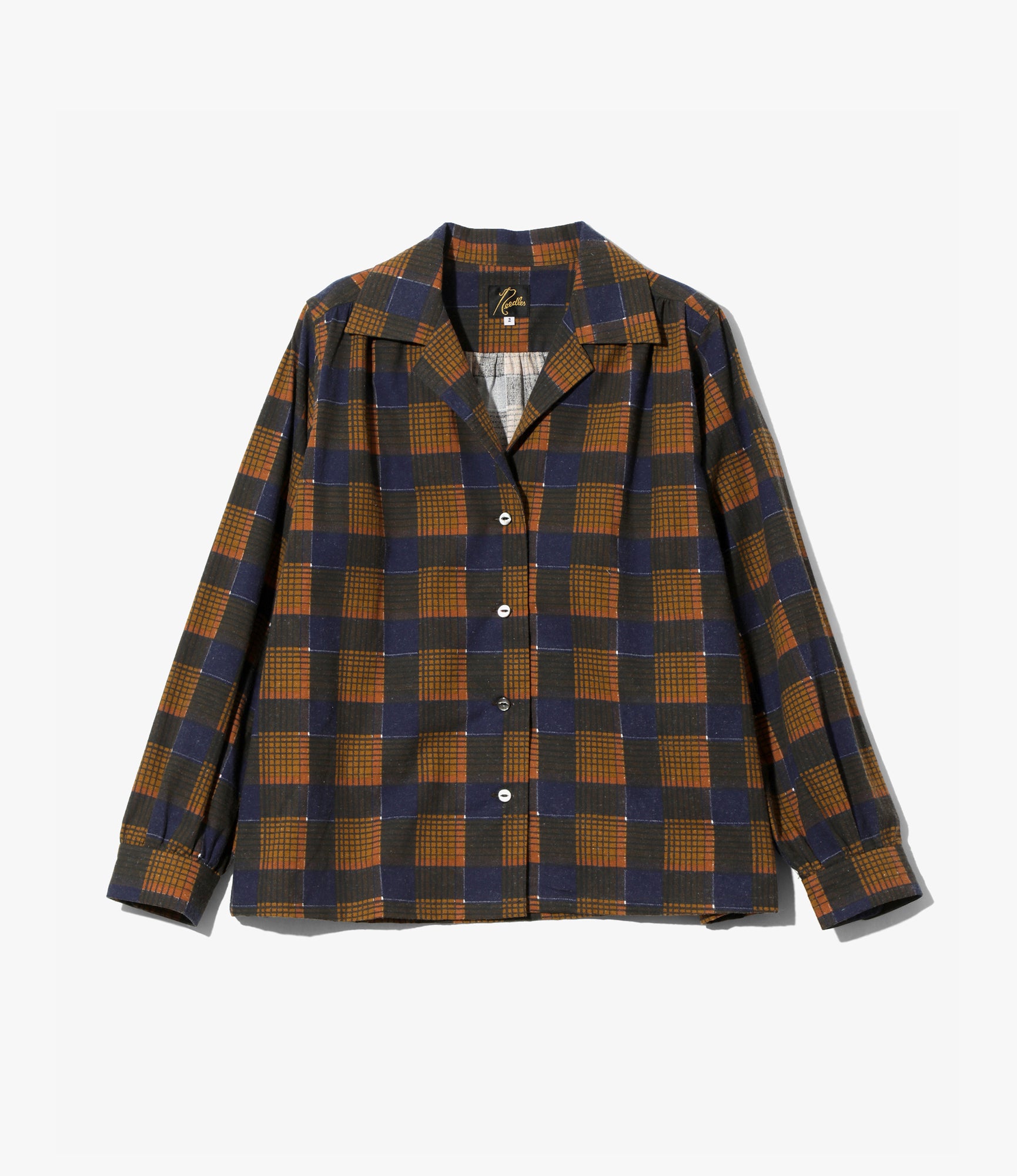Gathered Blouse – Brown Plaid Flannel