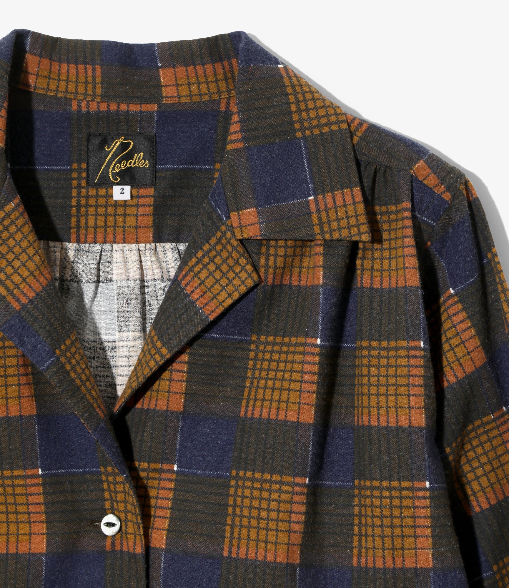 Gathered Blouse – Brown Plaid Flannel