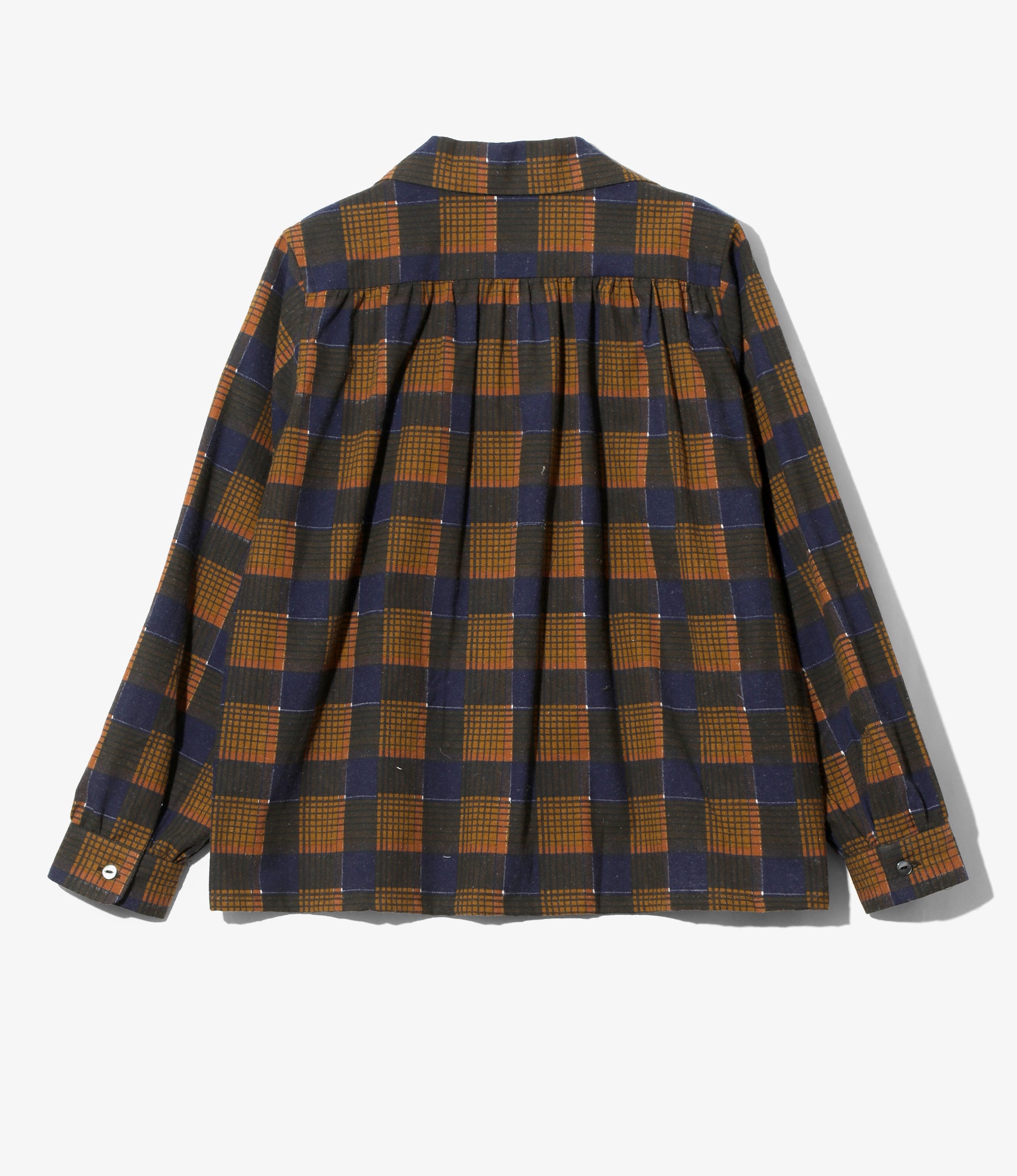 Gathered Blouse – Brown Plaid Flannel