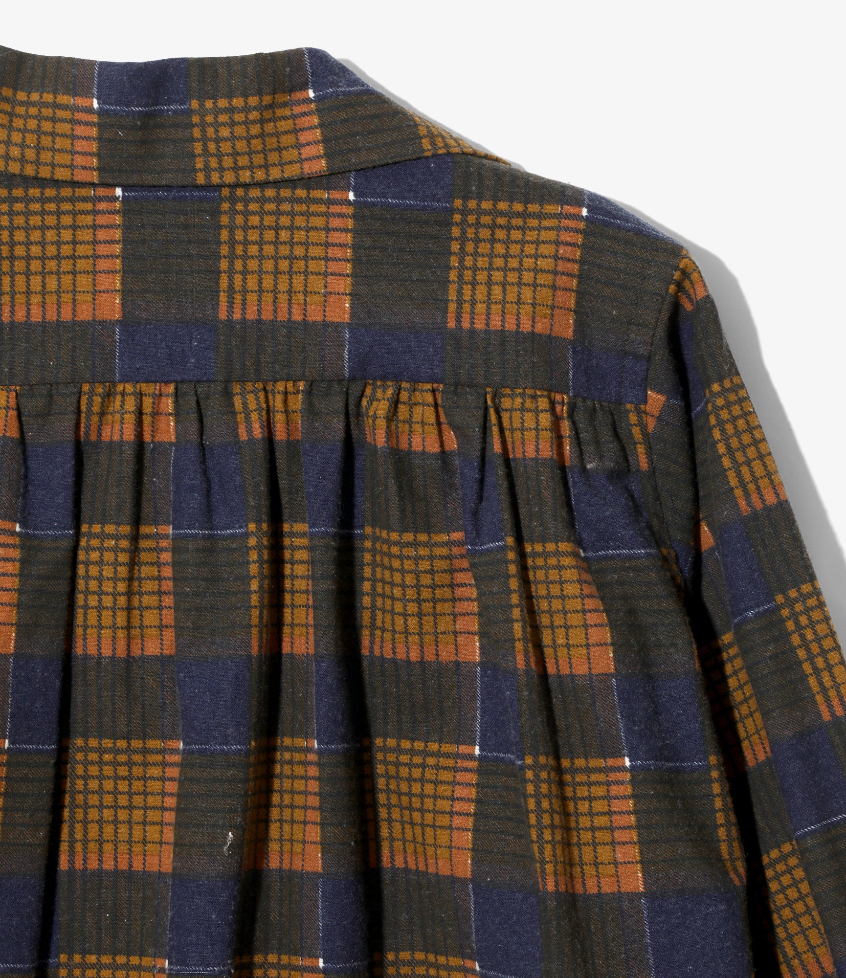 Gathered Blouse – Brown Plaid Flannel