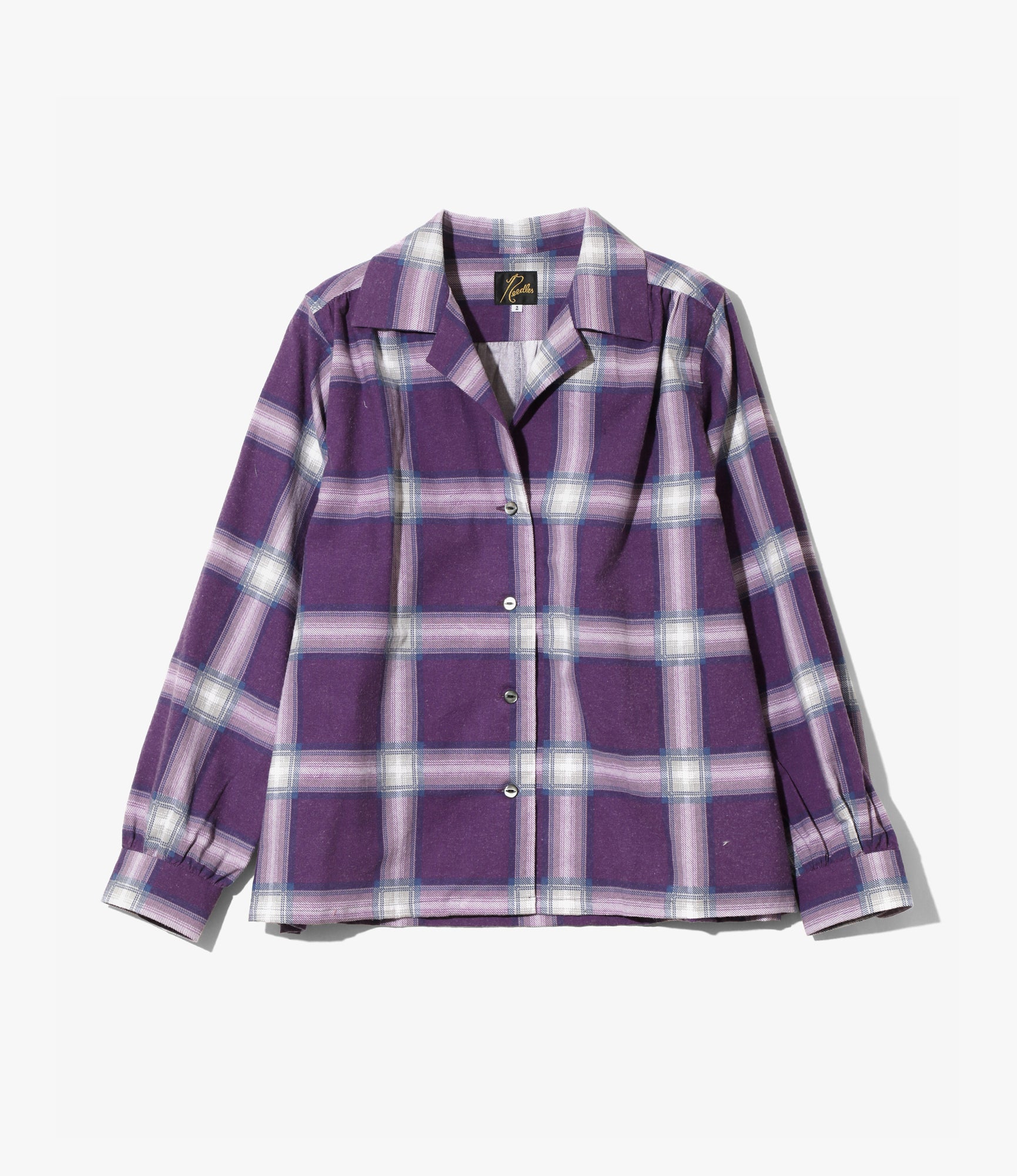 Gathered Blouse – Purple Plaid Flannel