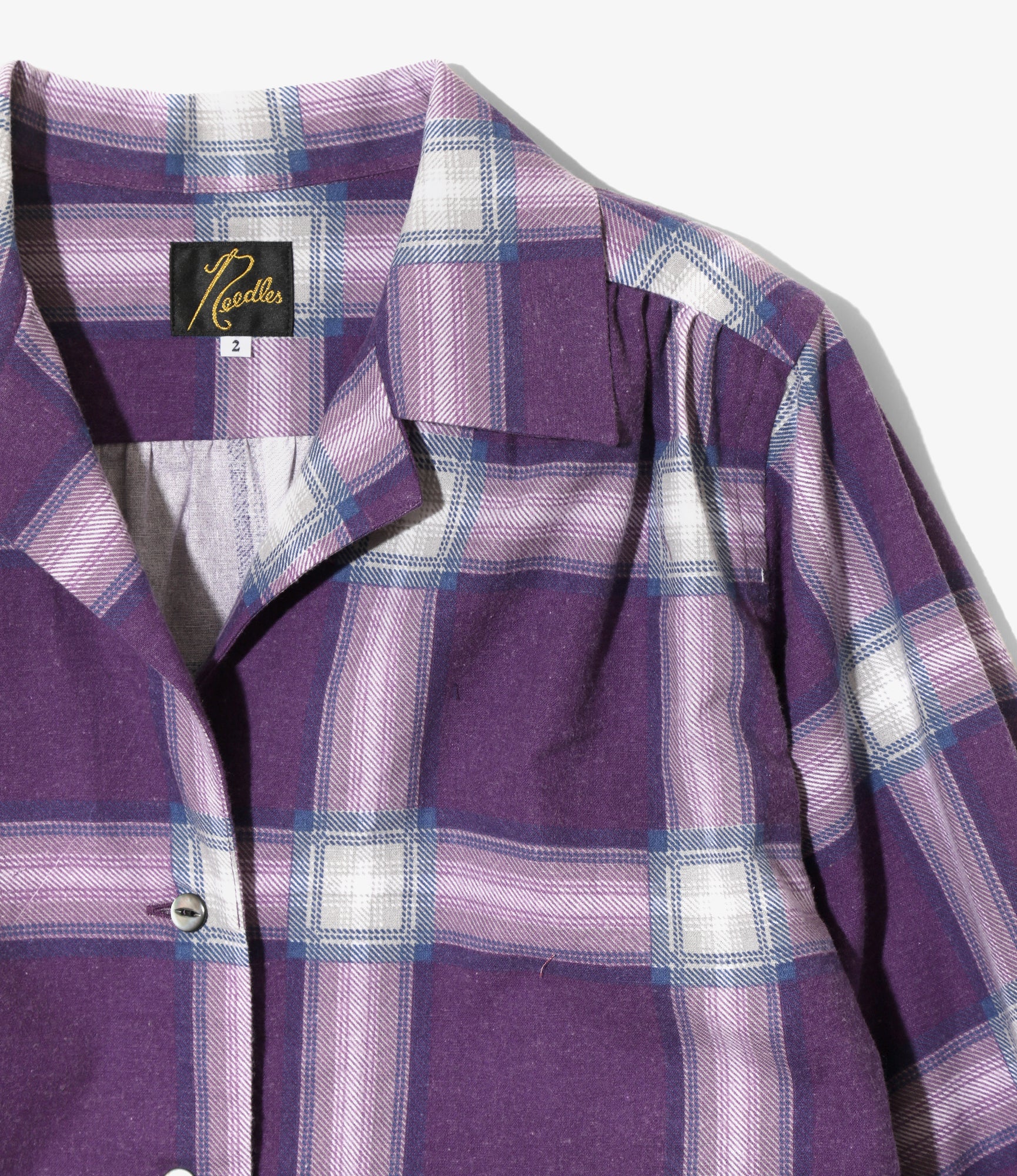 Gathered Blouse – Purple Plaid Flannel