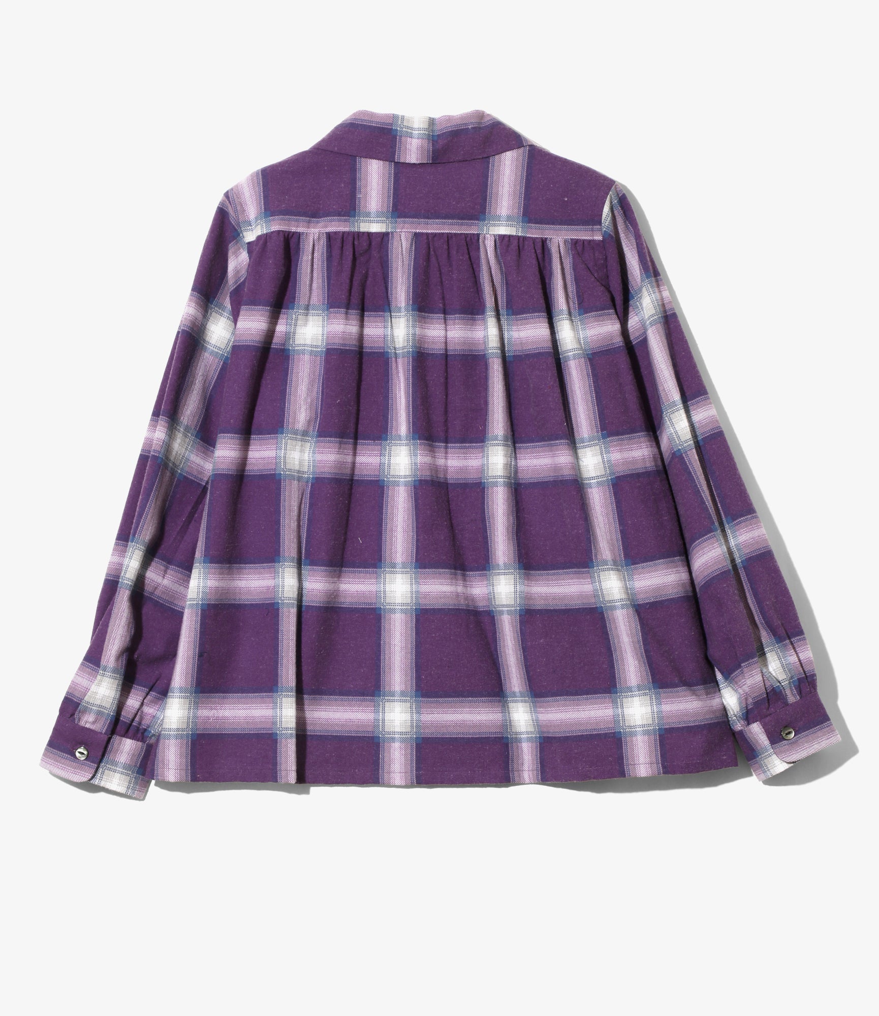 Gathered Blouse – Purple Plaid Flannel