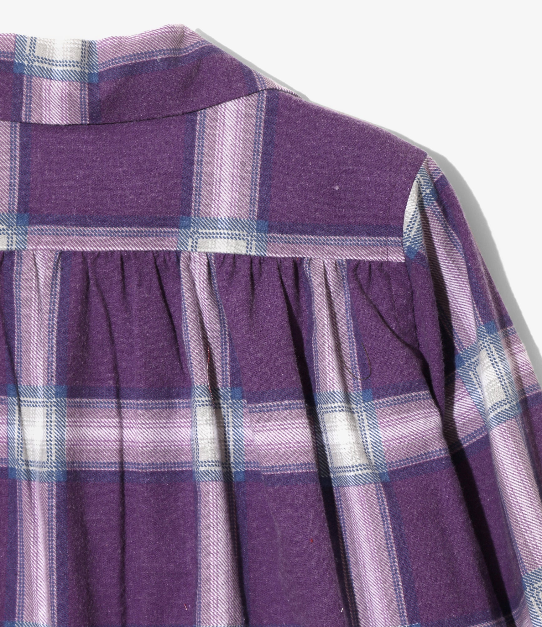 Gathered Blouse – Purple Plaid Flannel