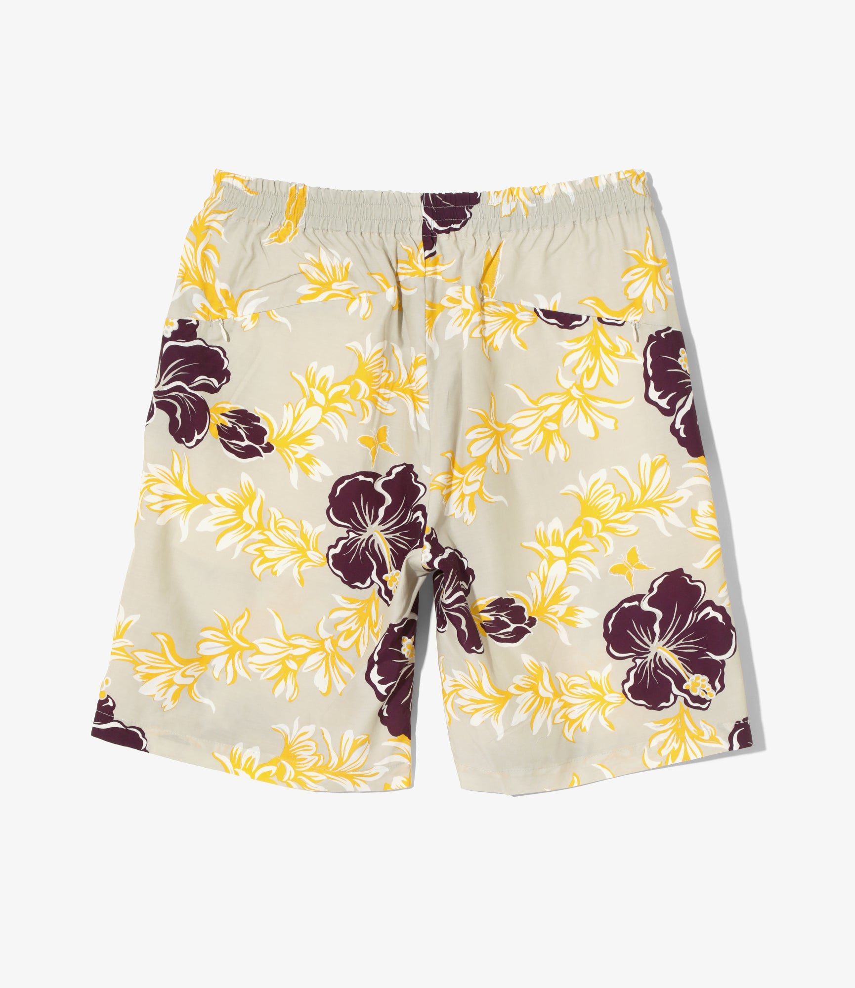 Basketball Short – Ivory Floral Papillon Print Rayon