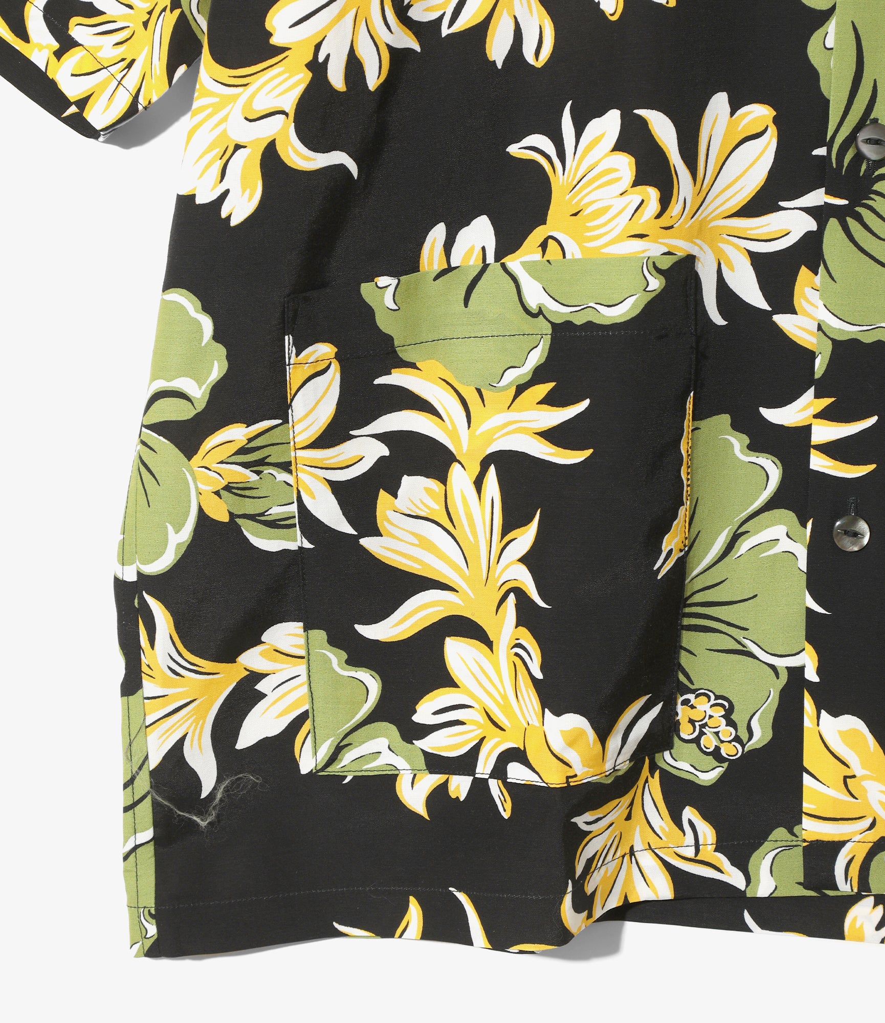 Cabana Shirt – Black Floral Papillon Print Rayon