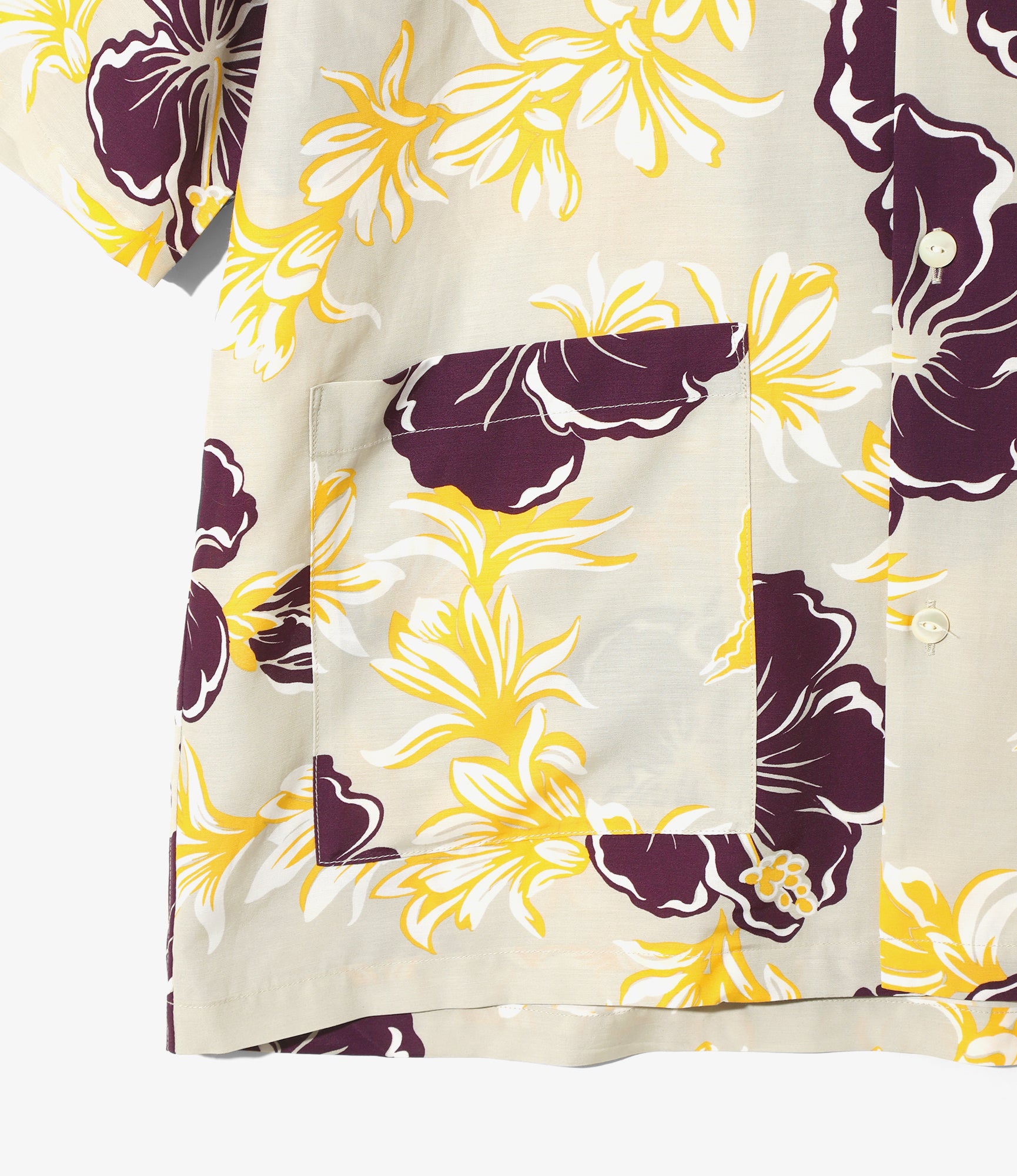 Cabana Shirt – Ivory Floral Papillon Print Rayon