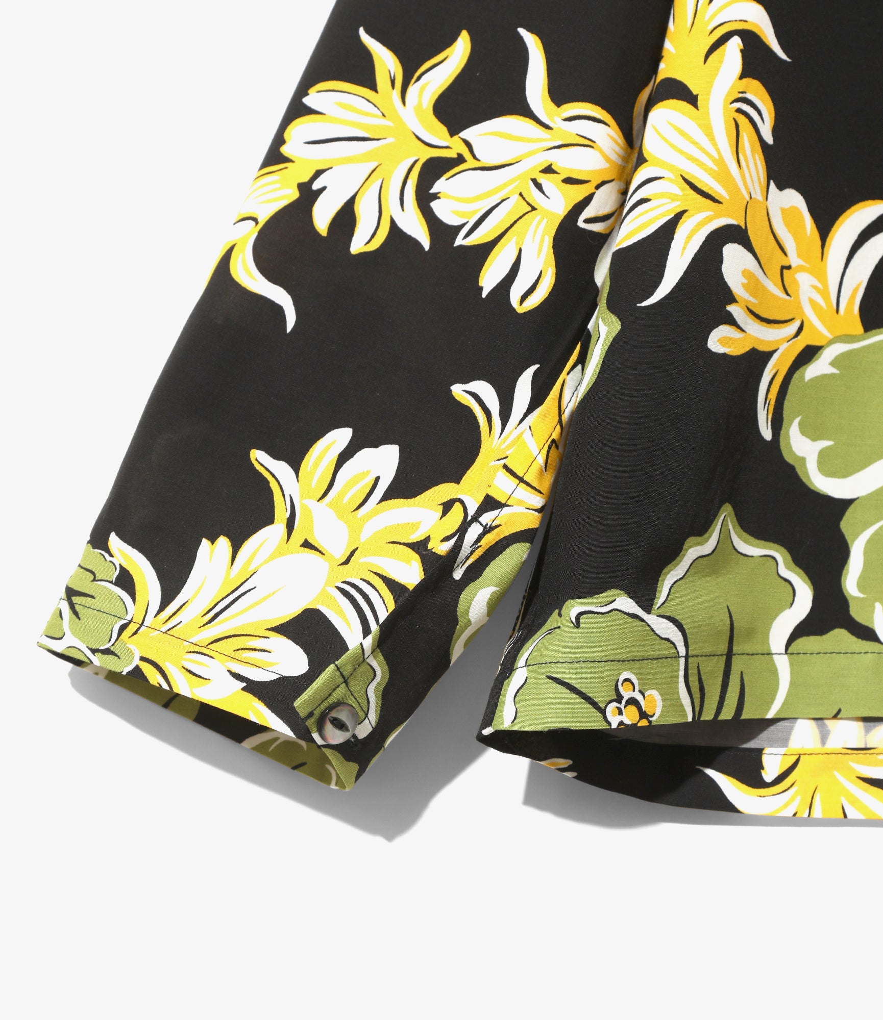 One-Up Shirt – Black Floral Papillon Print Rayon