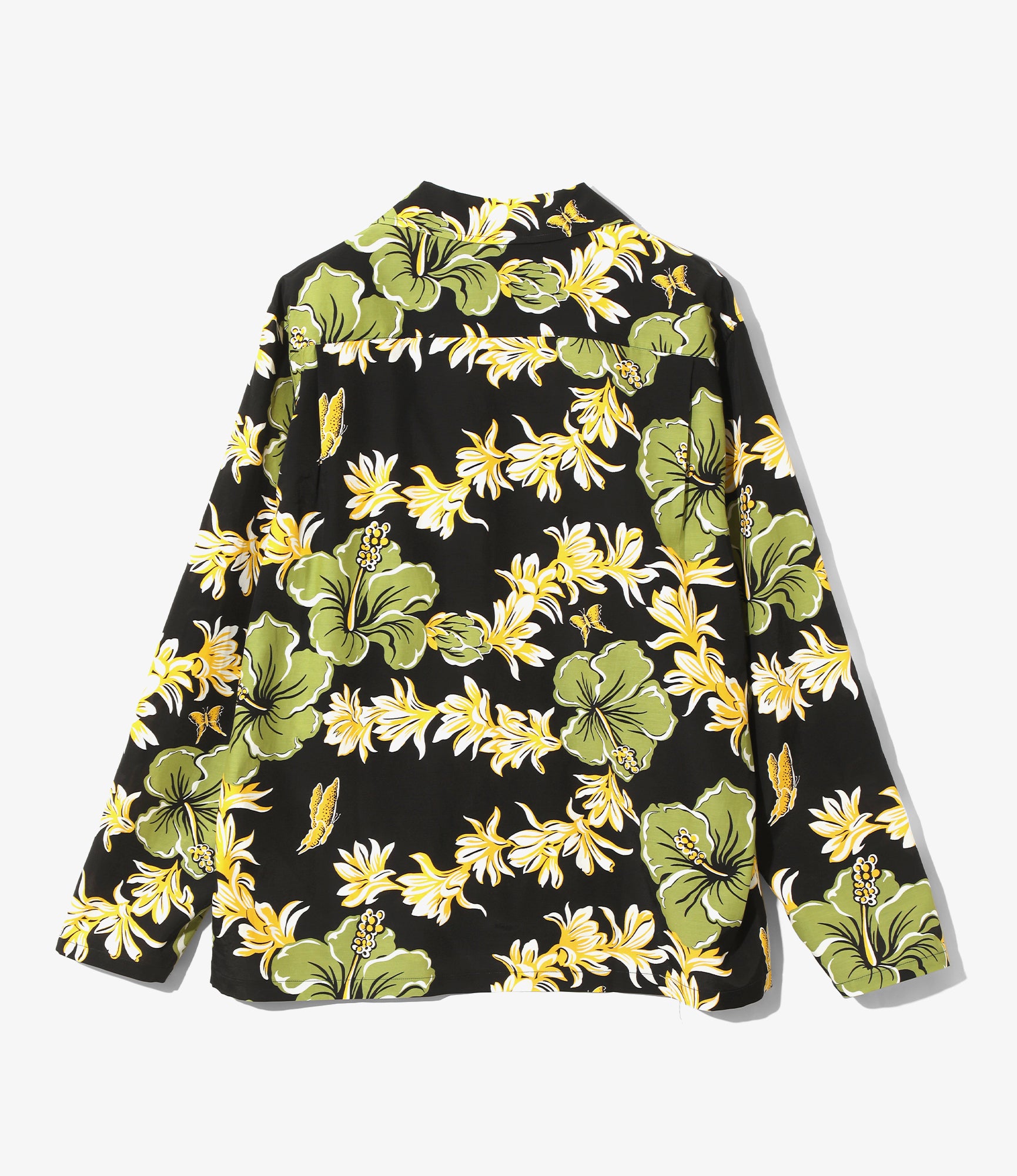 One-Up Shirt – Black Floral Papillon Print Rayon
