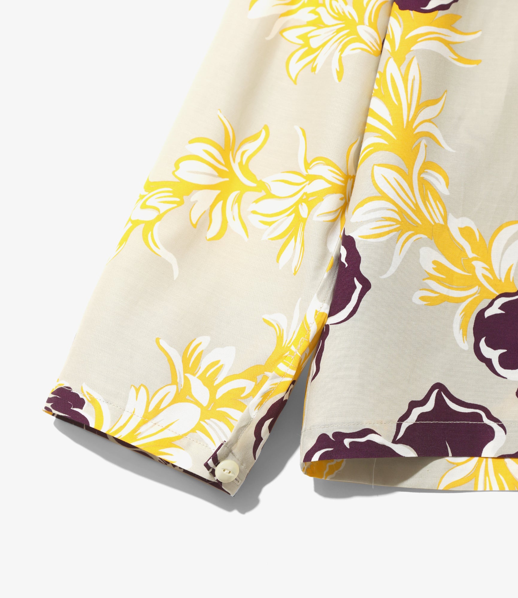 One-Up Shirt – Ivory Floral Papillon Print Rayon