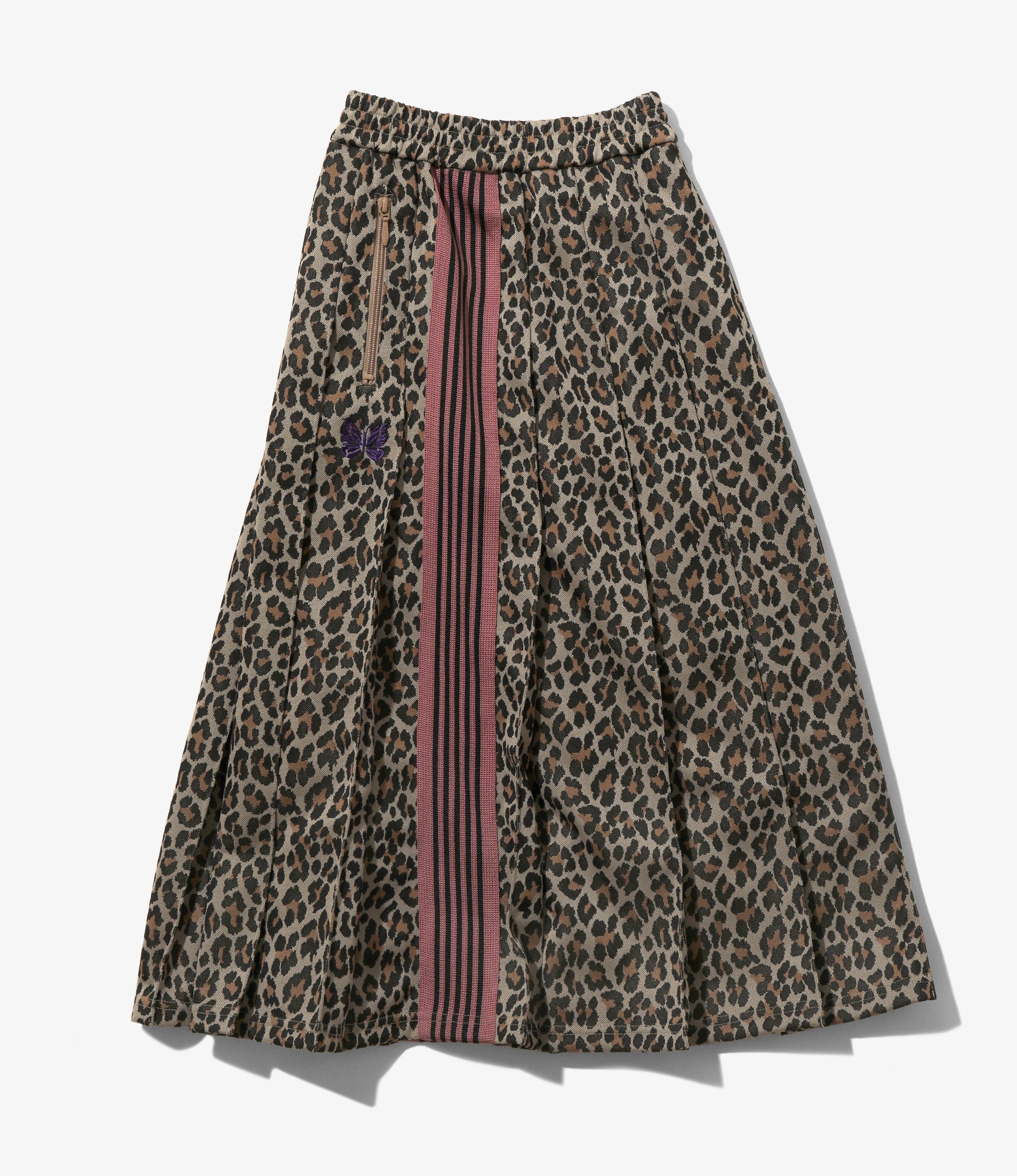 Pleated Track Skirt – Leopard Jacquard