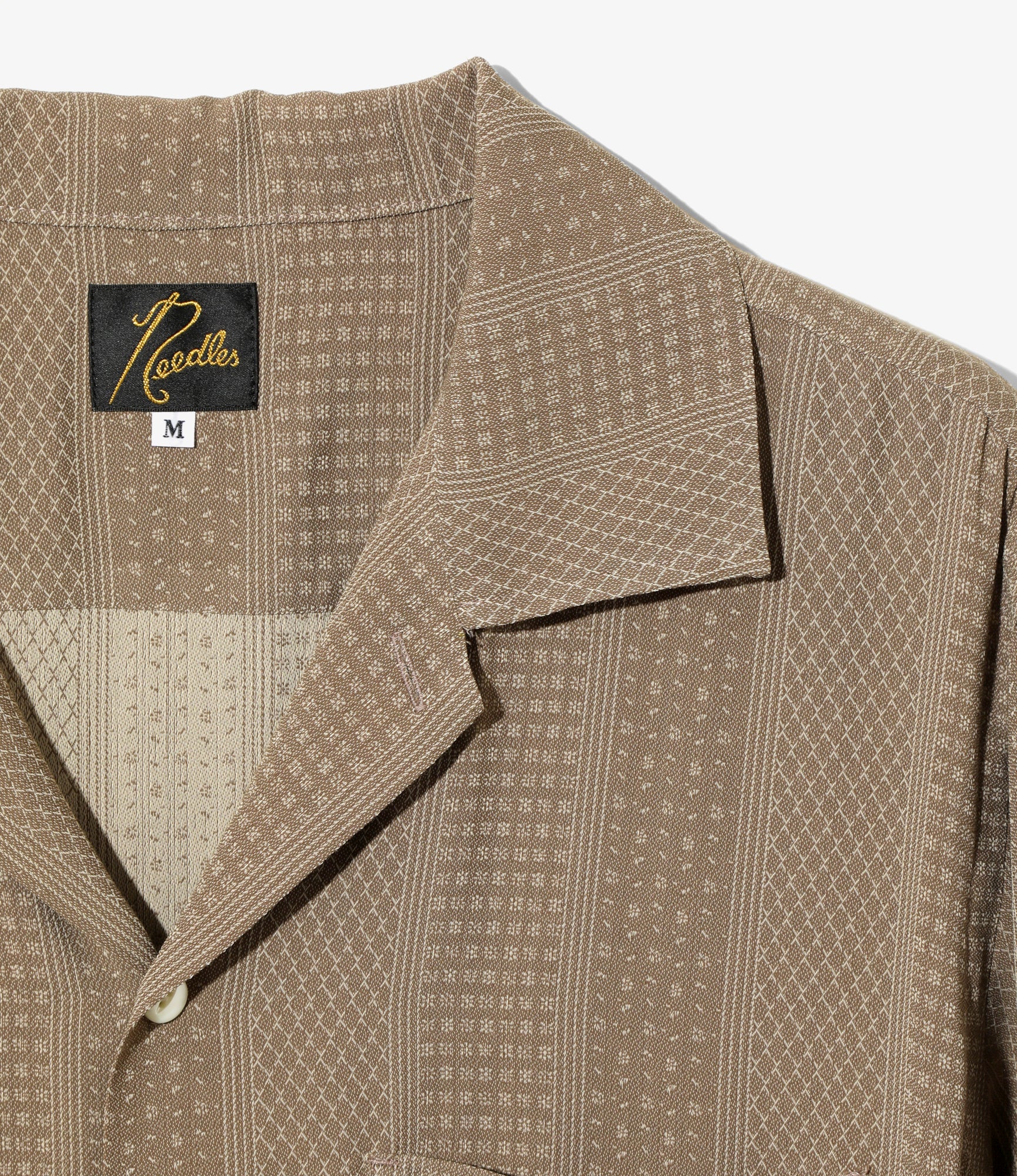 Open Collar Shirt – Brown Foulard Stripe Jacquard