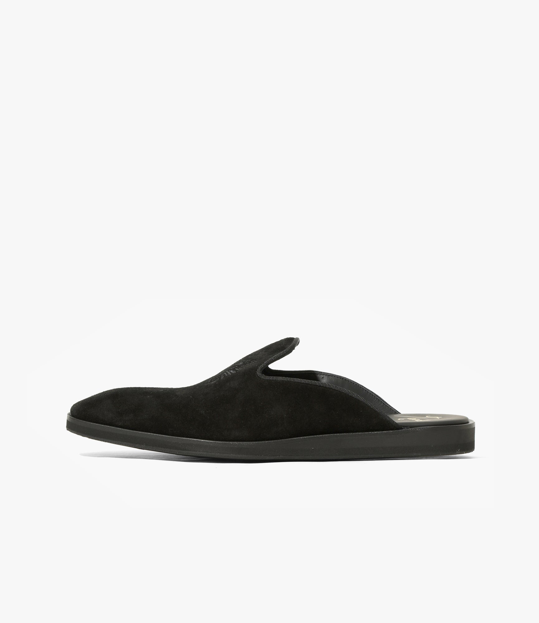 Papillon Embroidered Slip-In – Black Suede