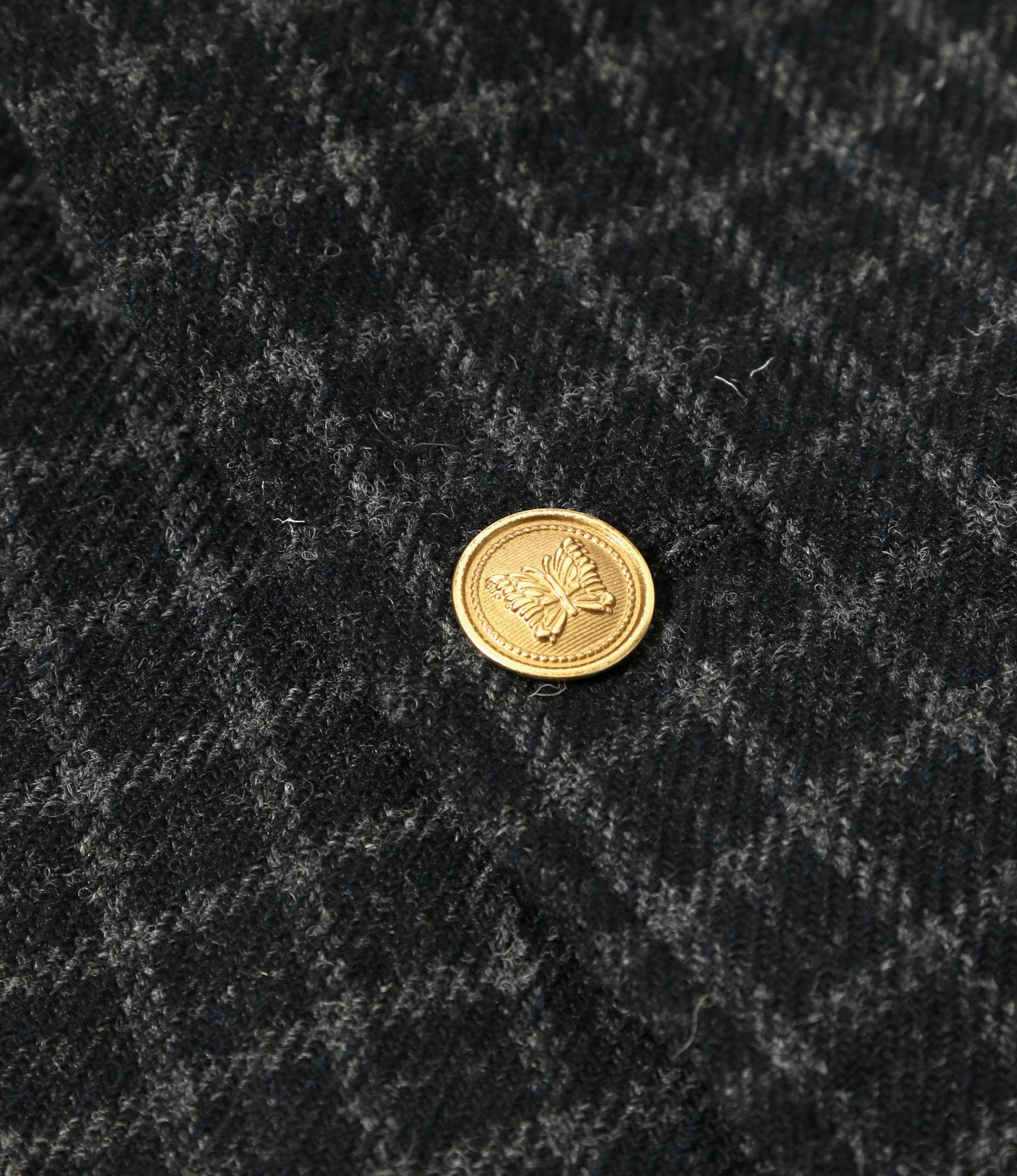 Pin Lapel Blazer – Charcoal Plaid Tweed