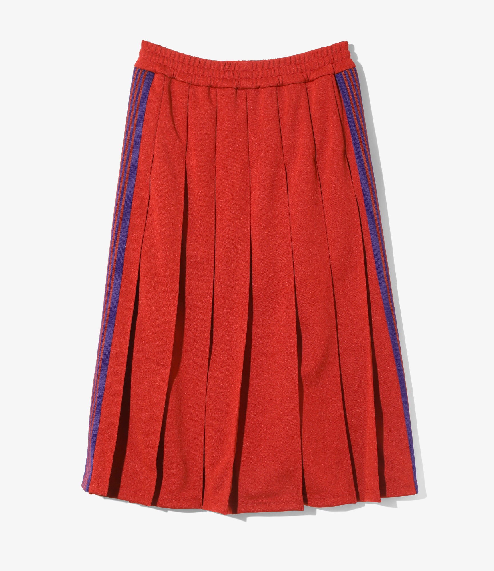 Pleated Track Skirt – Red Smooth Polyester