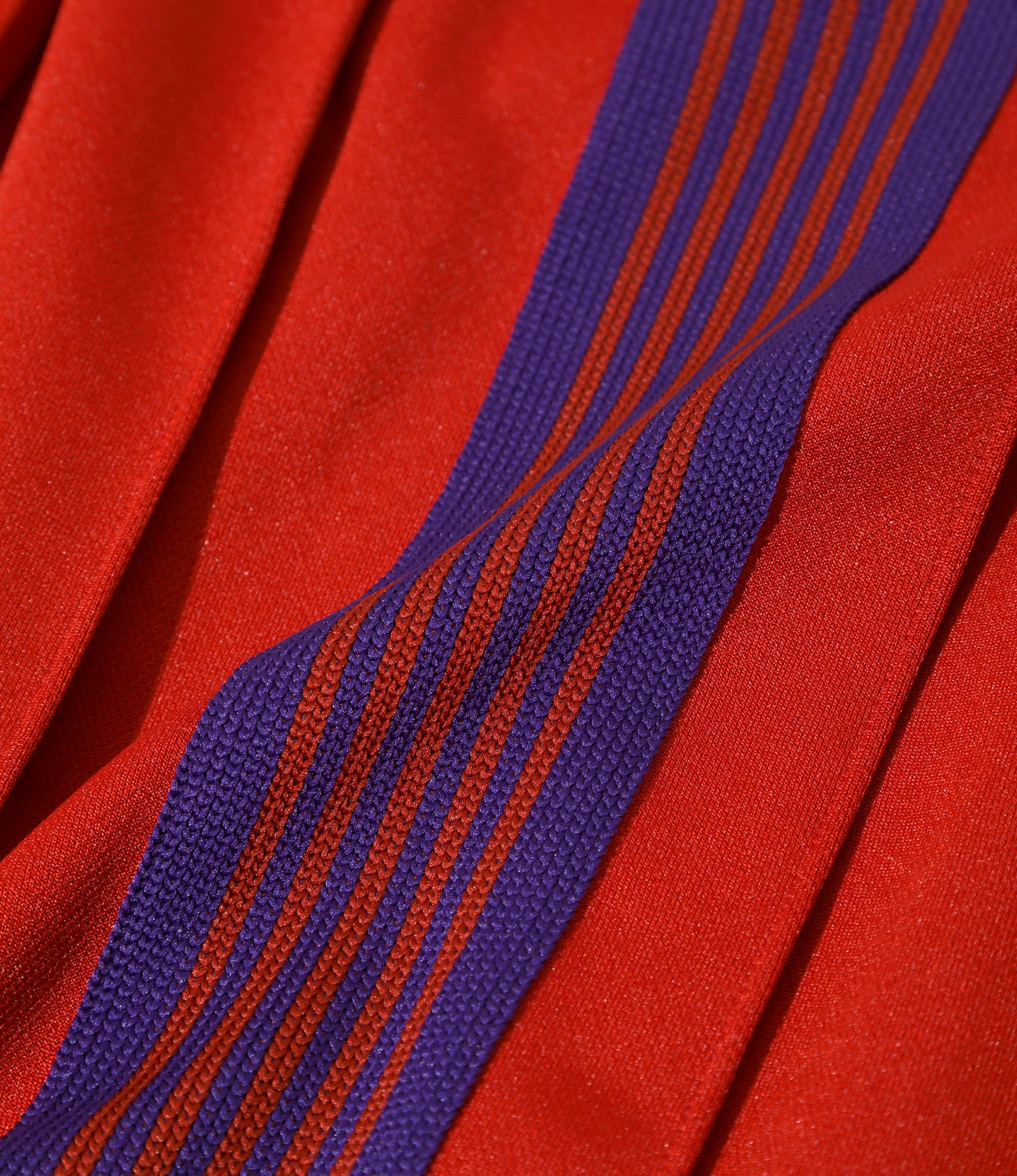 Pleated Track Skirt – Red Smooth Polyester