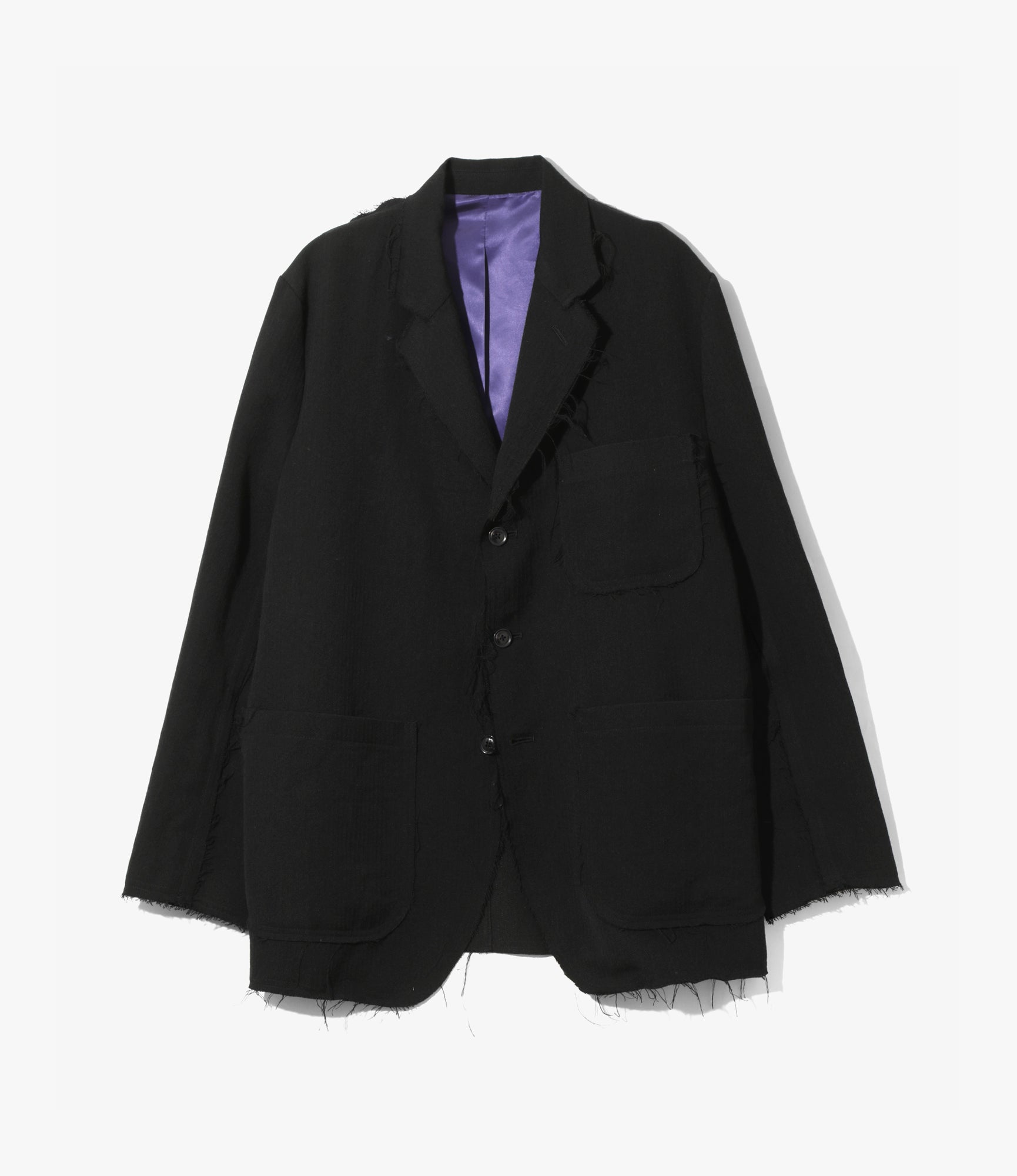 Raw Edge Jacket – Black Herringbone Wool/Linen