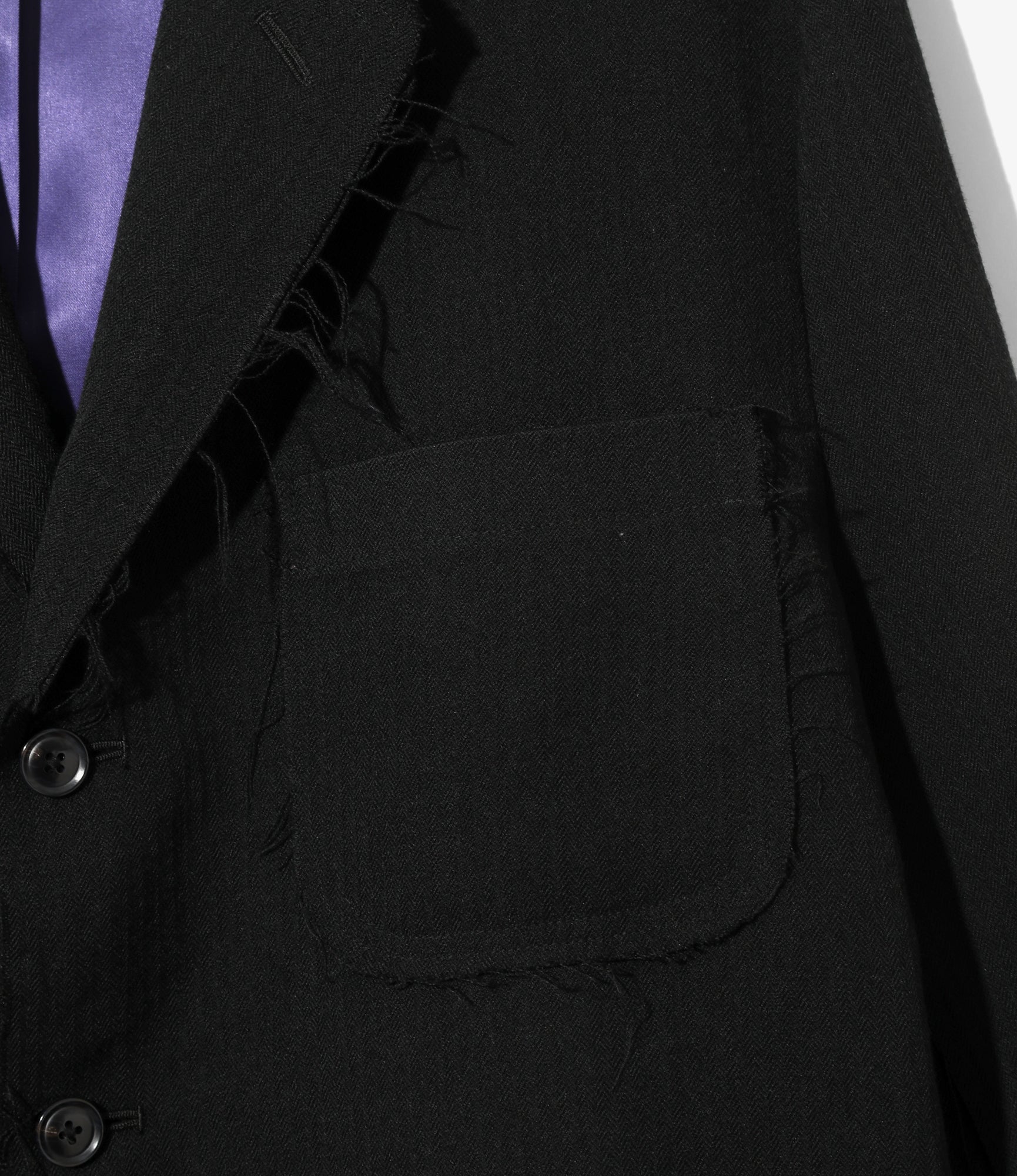 Raw Edge Jacket – Black Herringbone Wool/Linen