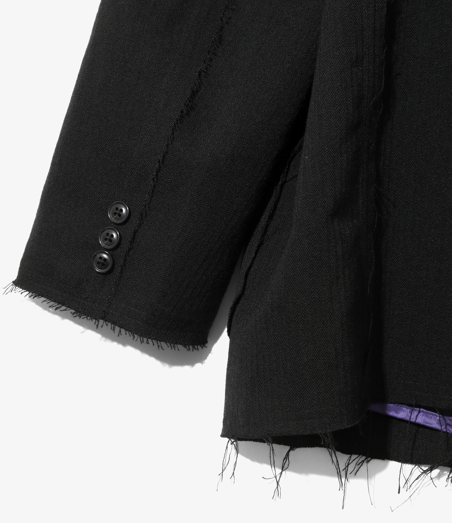 Raw Edge Jacket – Black Herringbone Wool/Linen