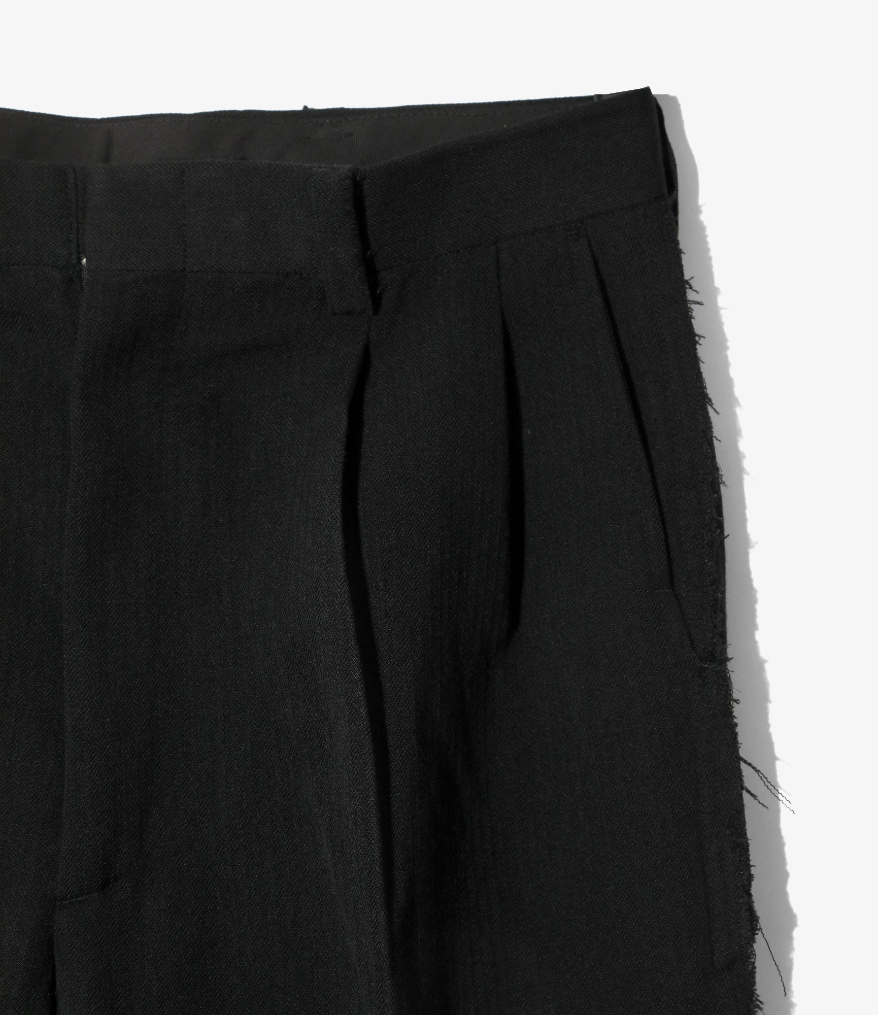 Raw Edge Trouser – Black Herringbone Wool/Linen