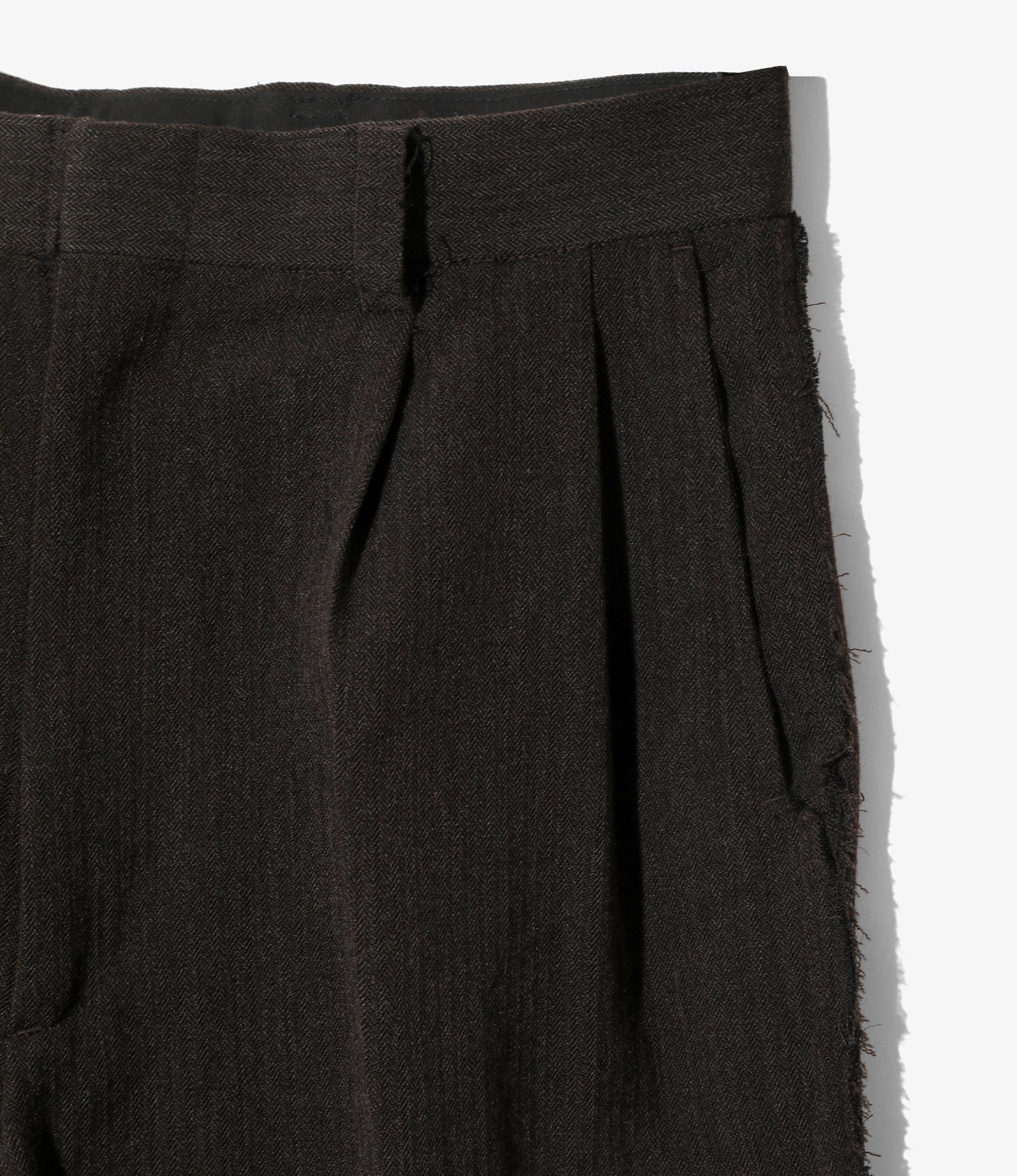Raw Edge Trouser – Brown Herringbone Wool/Linen