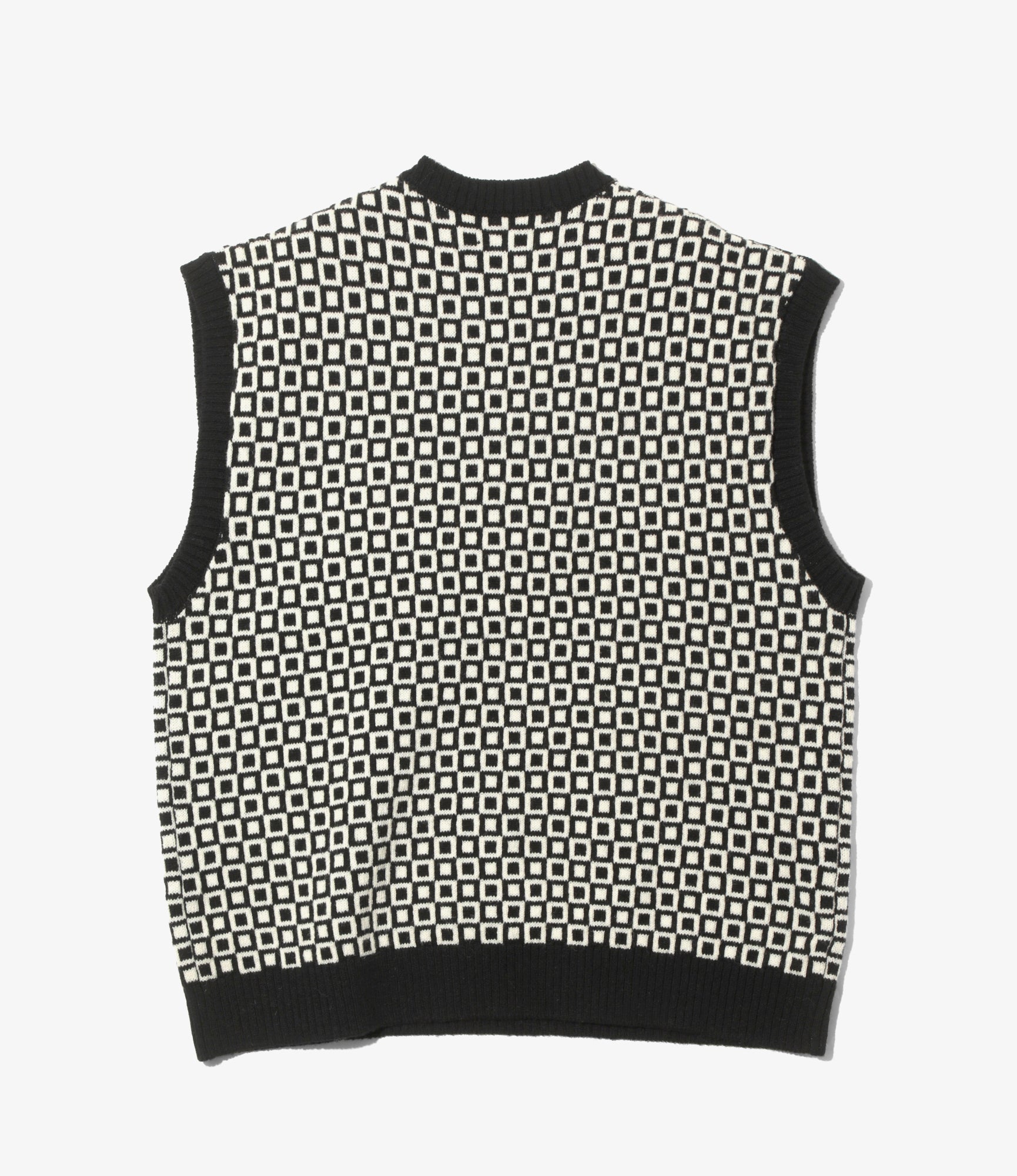 Shetland Knit Vest – Black Square Pattern