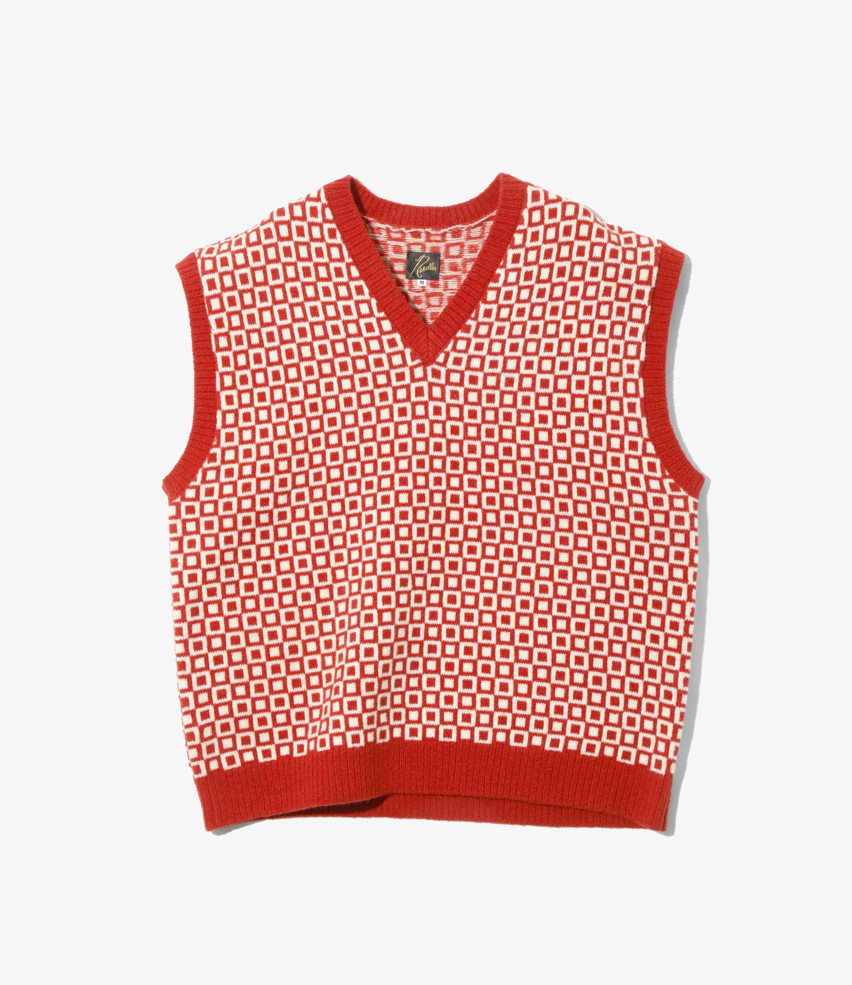 Shetland Knit Vest – Red Square Pattern