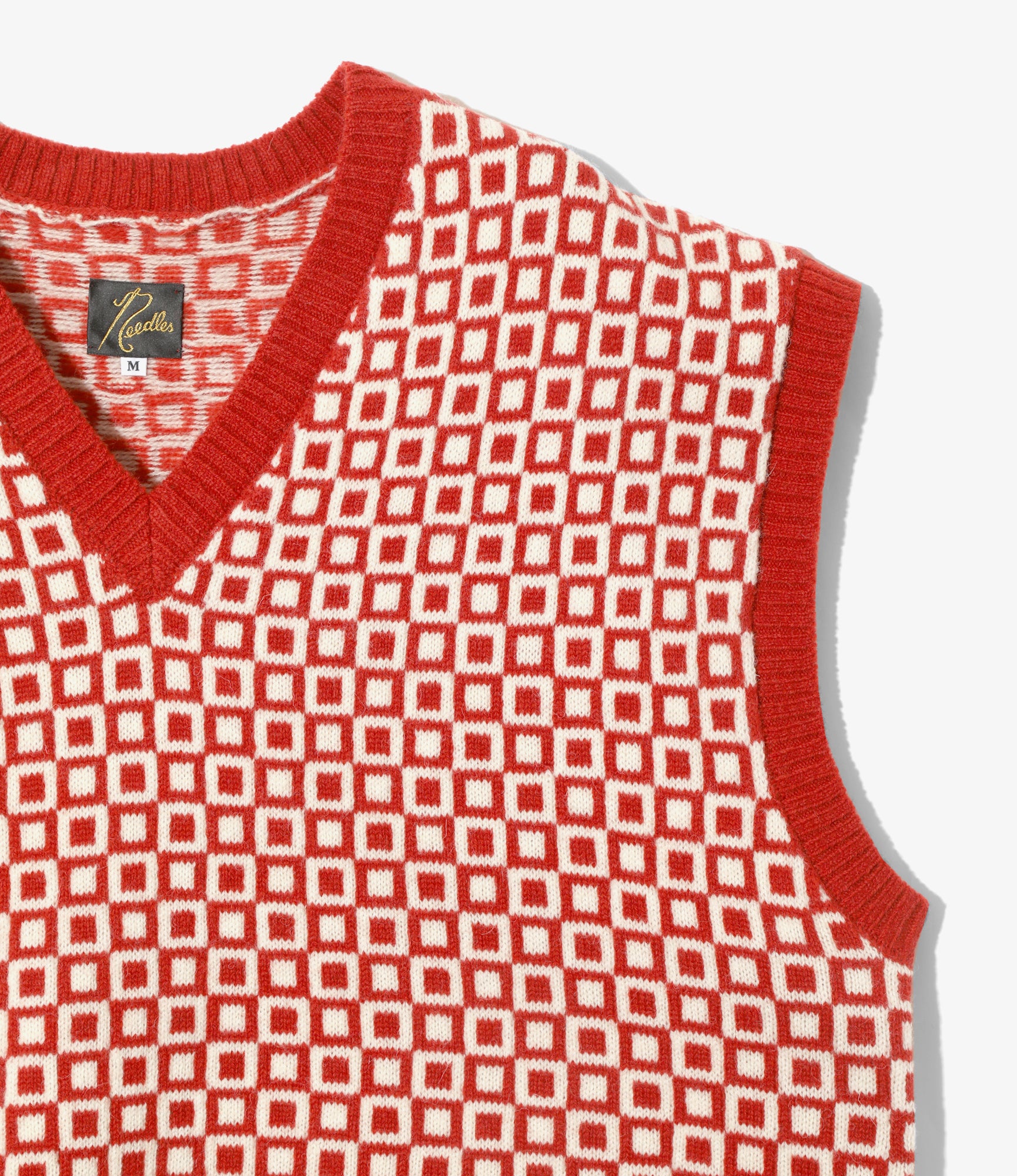 Shetland Knit Vest – Red Square Pattern