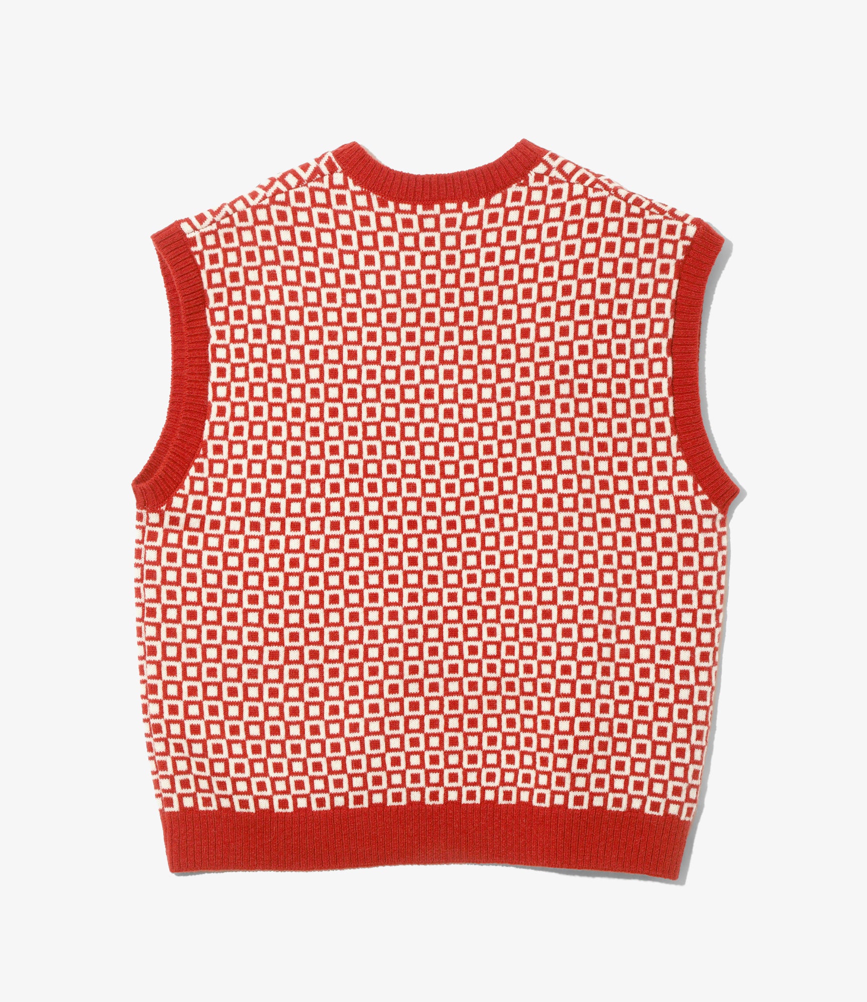 Shetland Knit Vest – Red Square Pattern