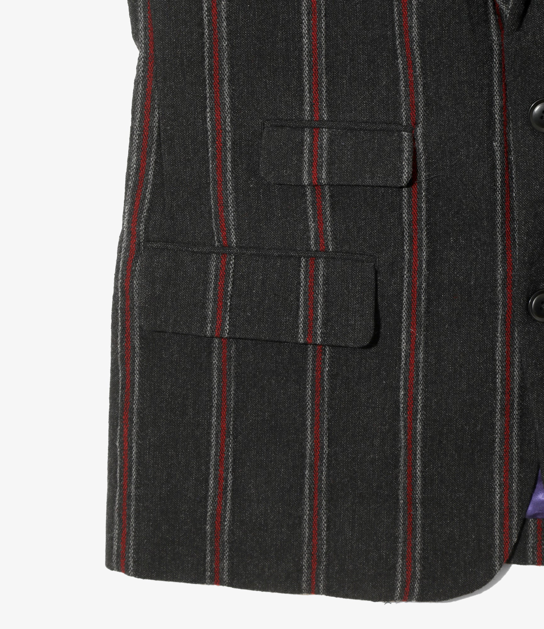 Sleeveless Jacket – Charcoal/Red Striped Tweed