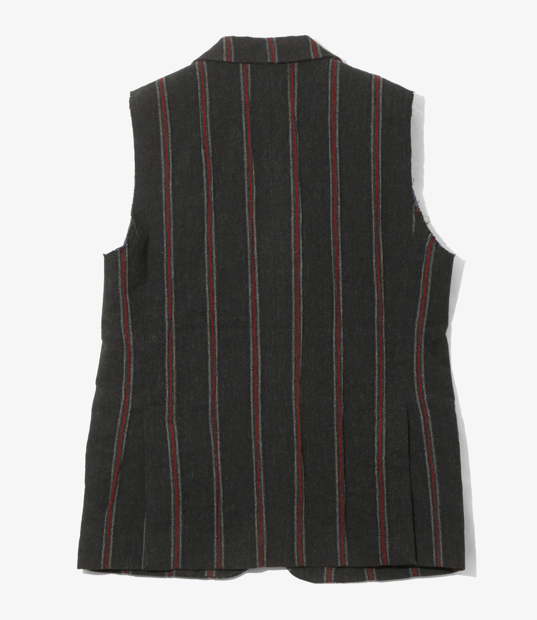 Sleeveless Jacket – Charcoal/Red Striped Tweed
