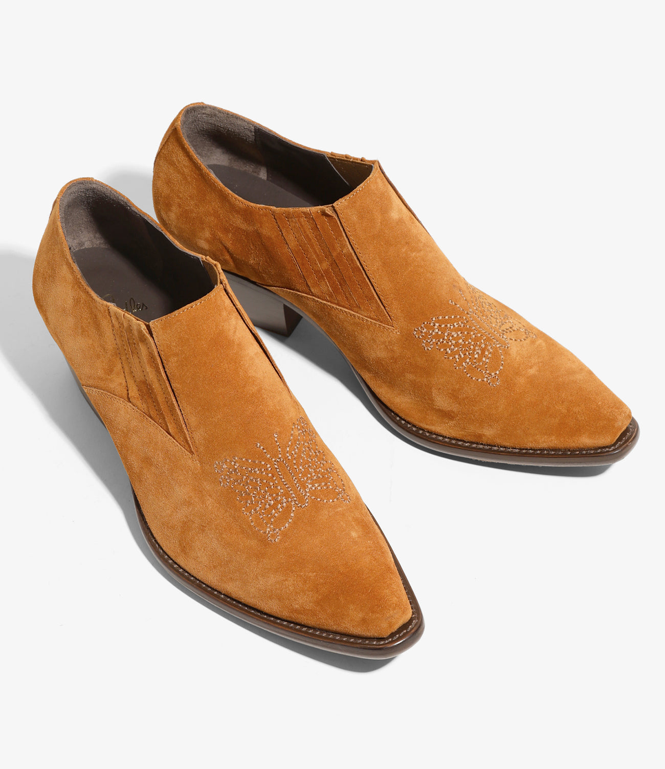 Papillon Stitched Cowboy Shoe – Brown Suede