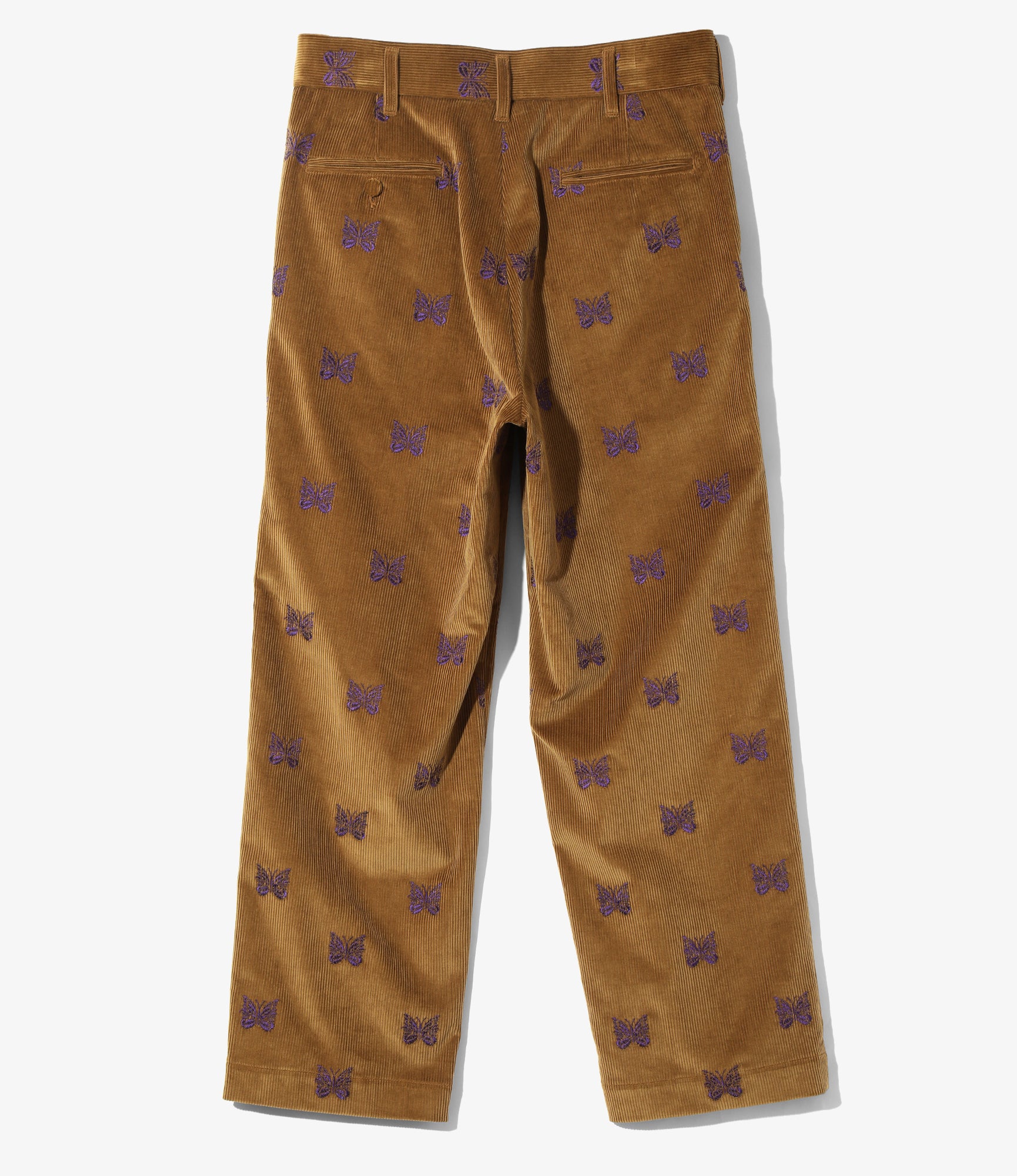 Straight Trouser – Tan Papillon Embroidered Corduroy