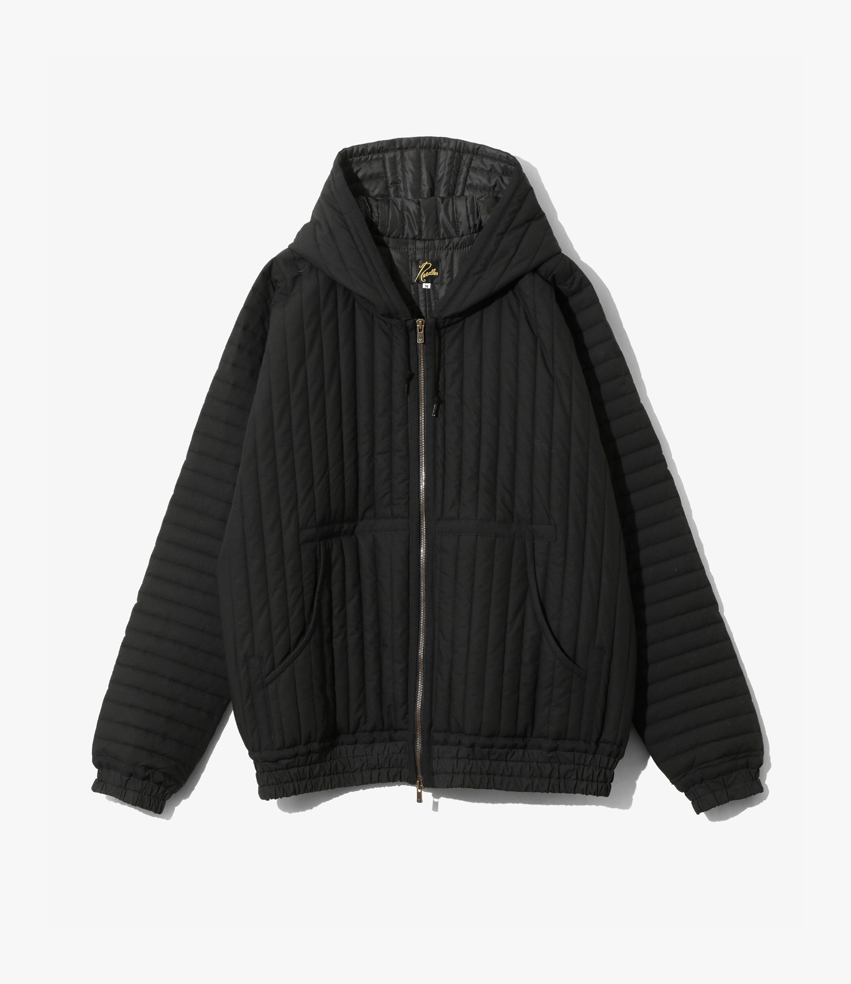 Taped Quilted Hoodie – Black Poplin