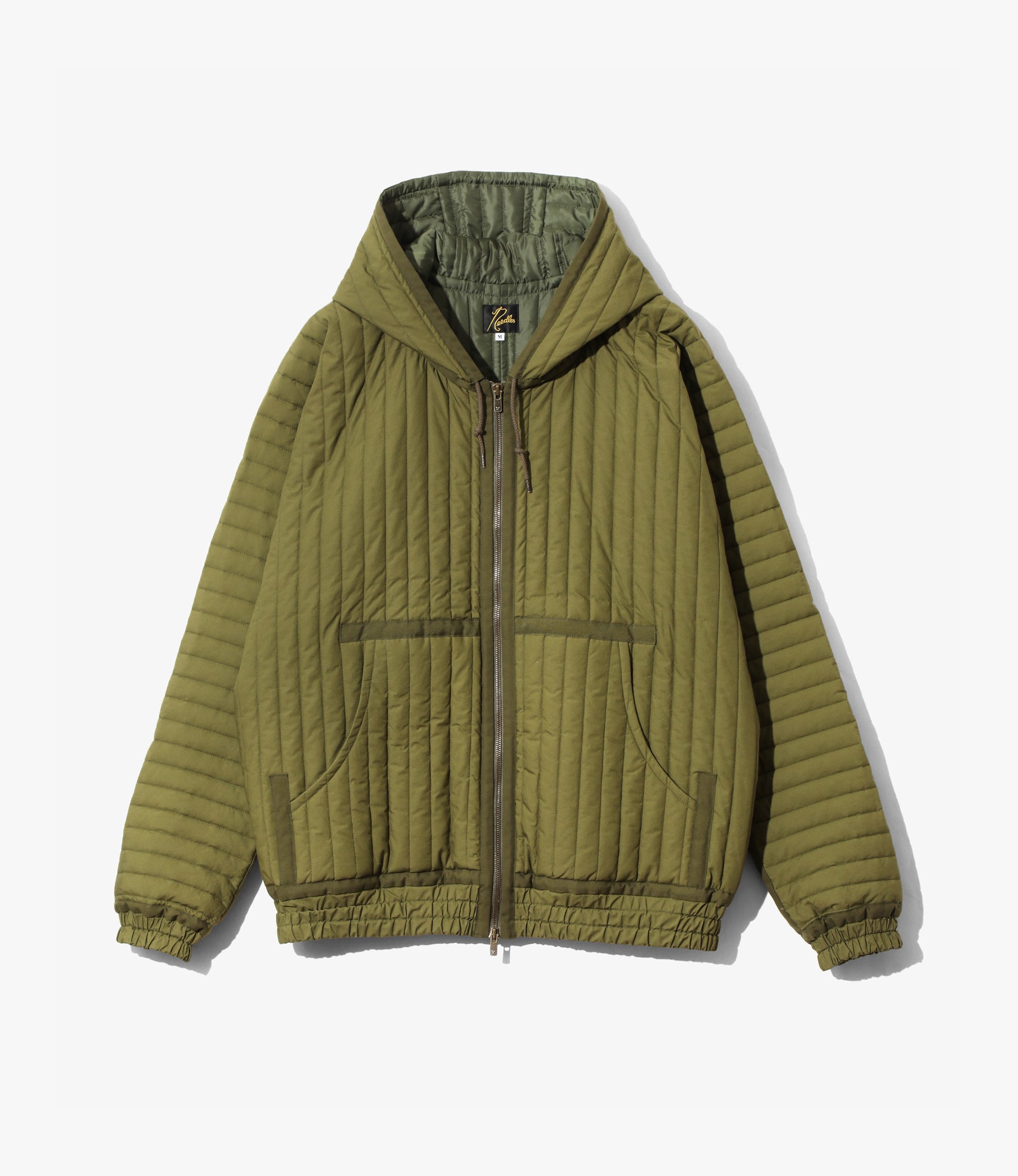 Taped Quilted Hoodie – Olive Poplin